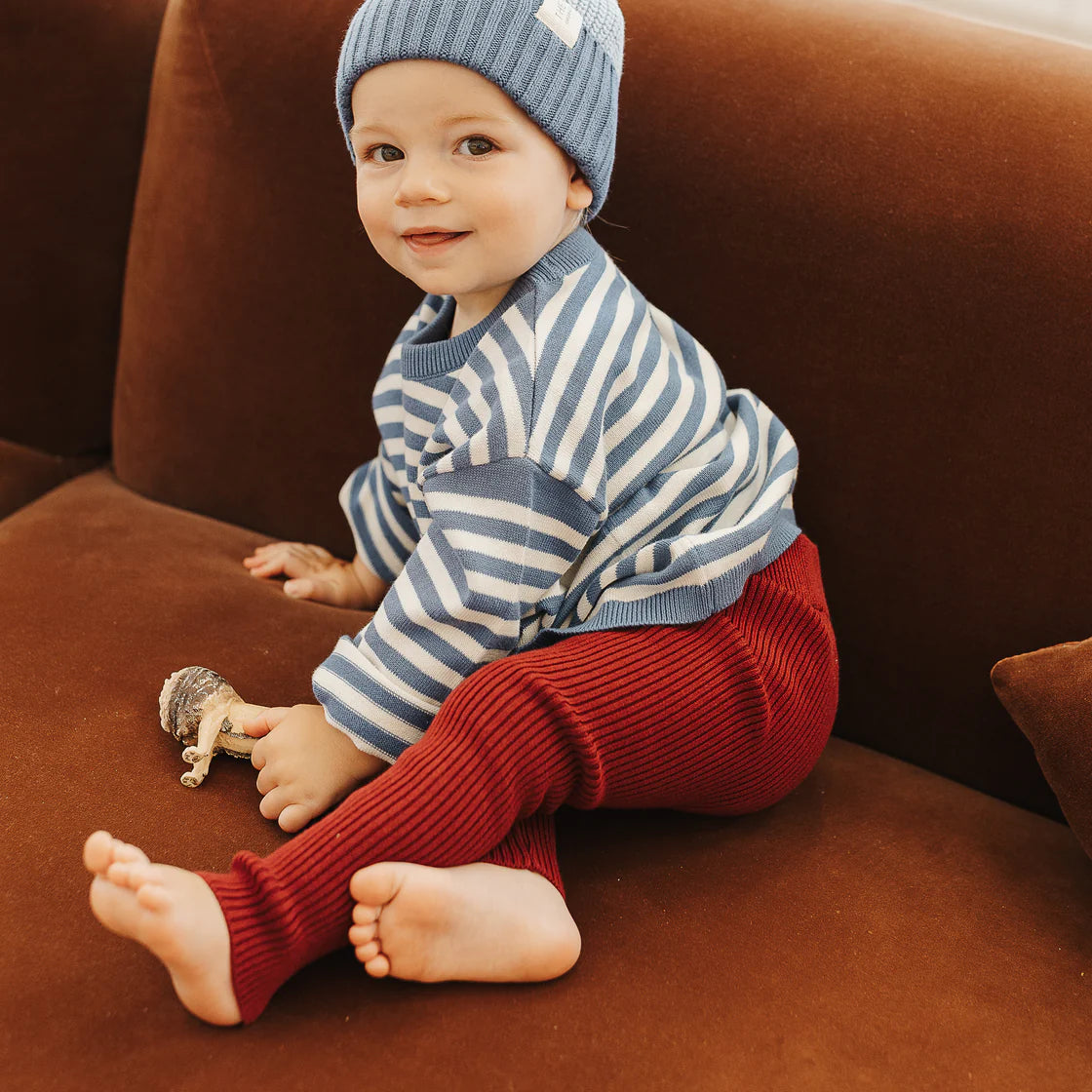 the rest organic cotton rib knit leggings - plum