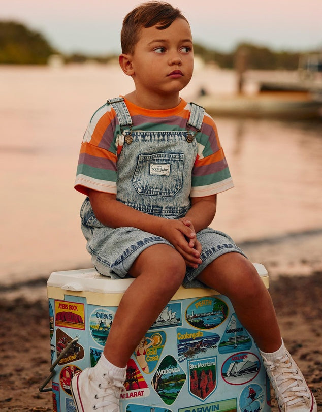 goldie + ace burton vintage washed denim overalls - light denim