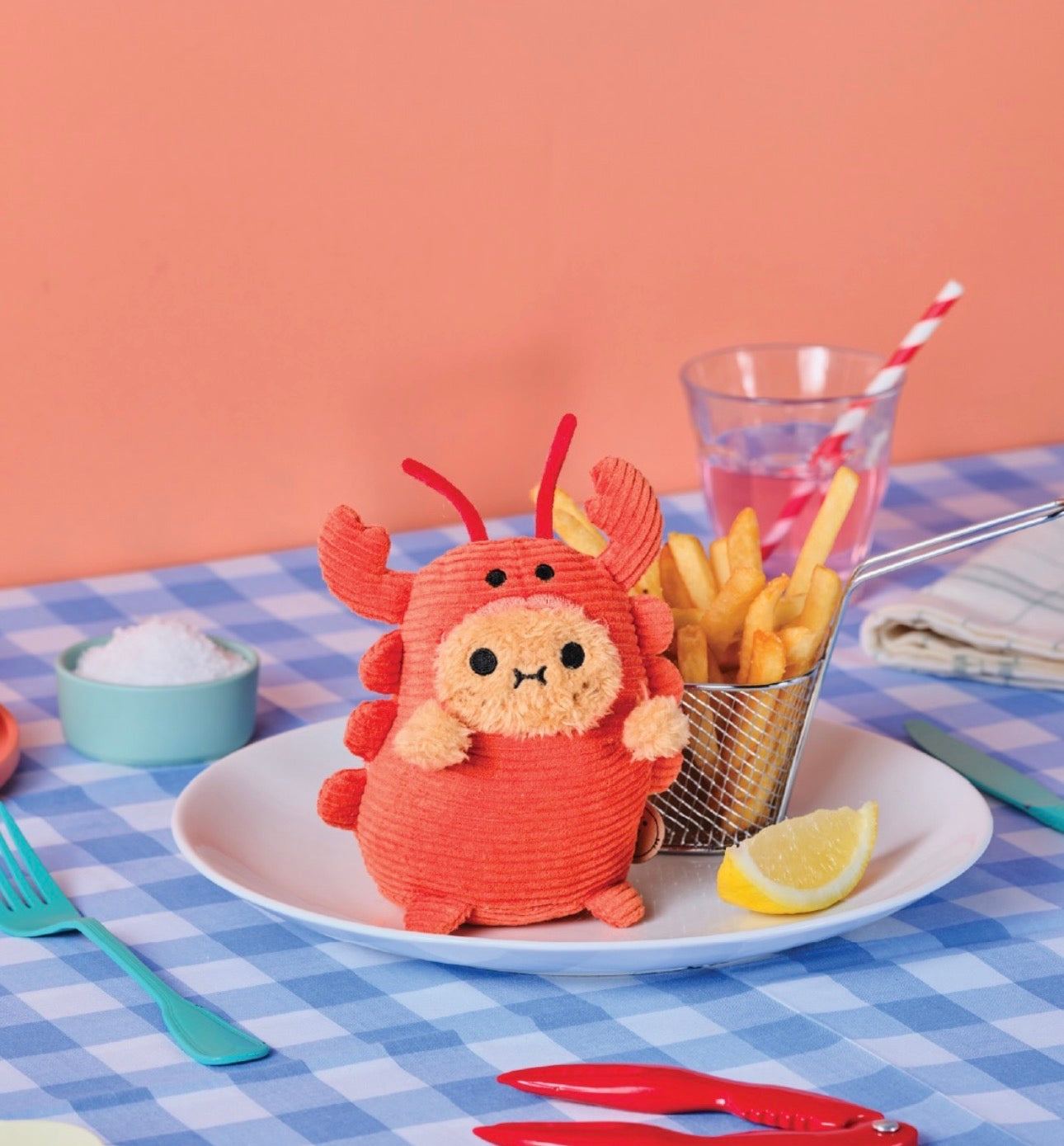 noodoll lobstache ricespud mini sitting plush toy