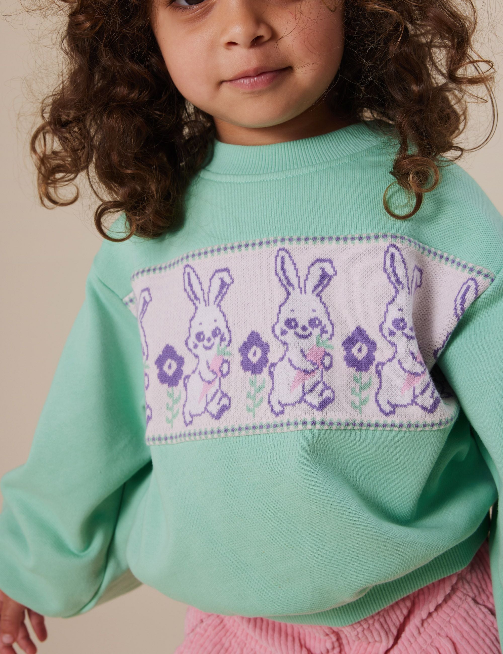 goldie + ace hazel puff sleeve bunny sweater - mint
