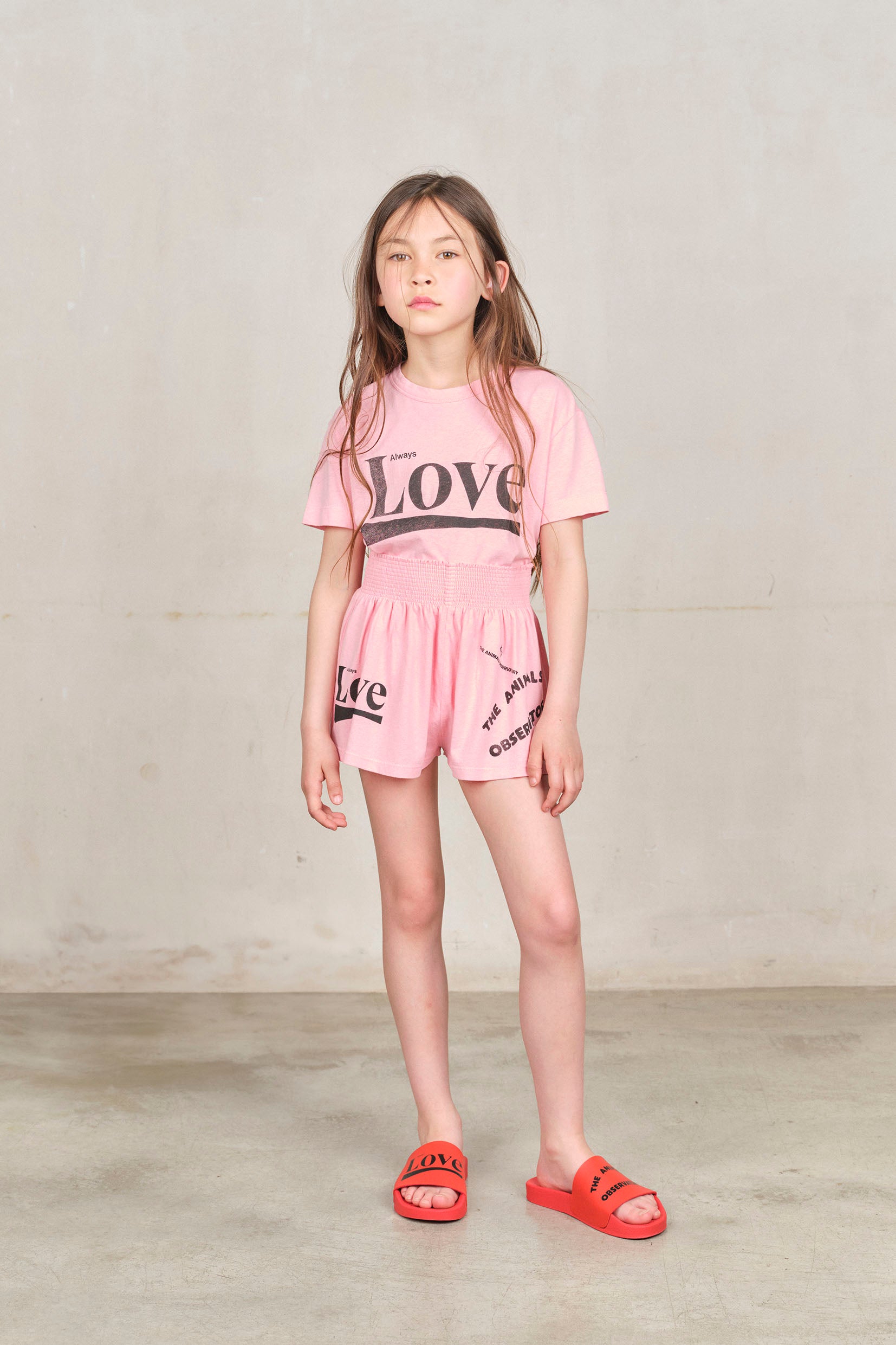 the animals observatory pink love ostrich kids shorts