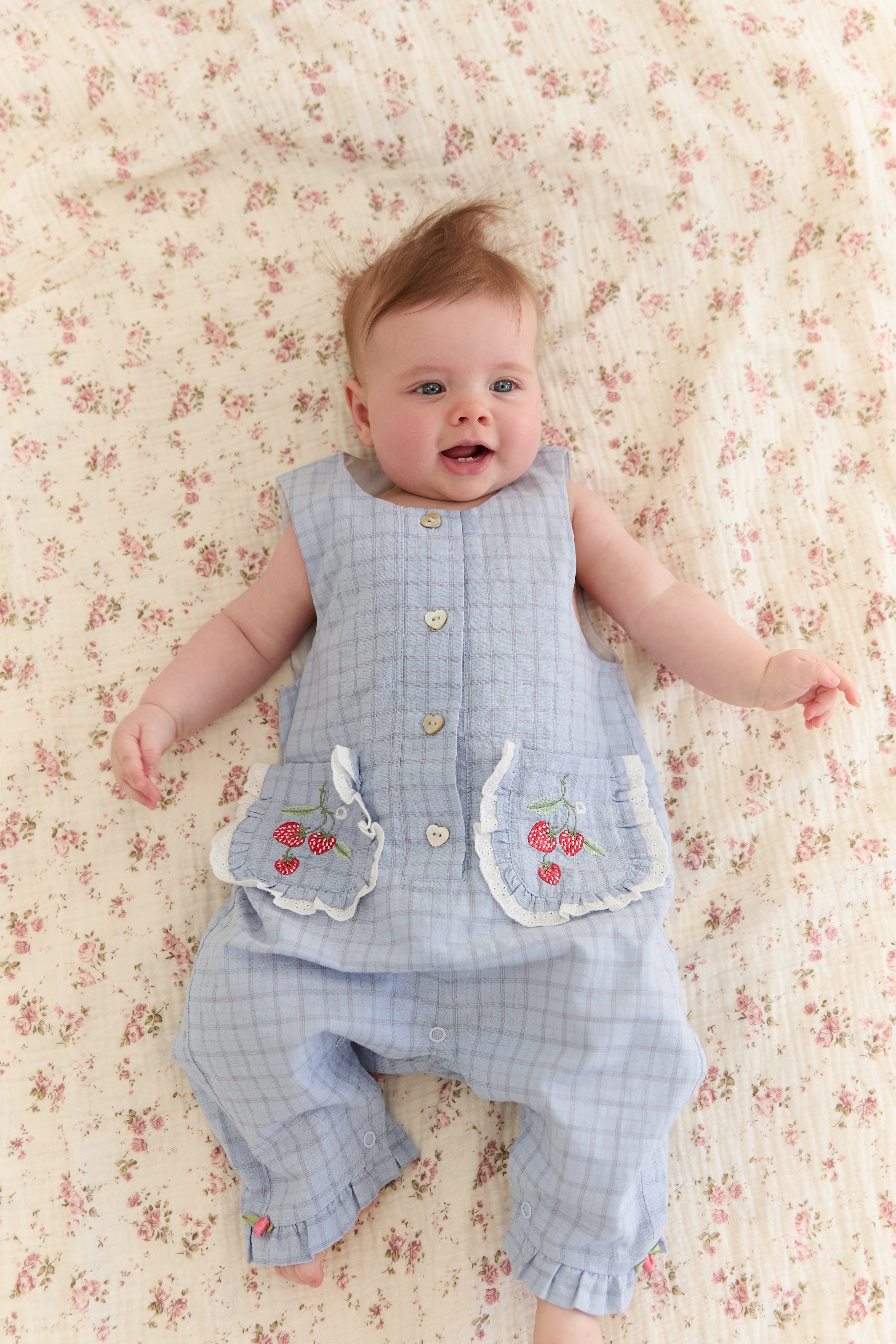 juni jnr charlotte romper - sky gingham
