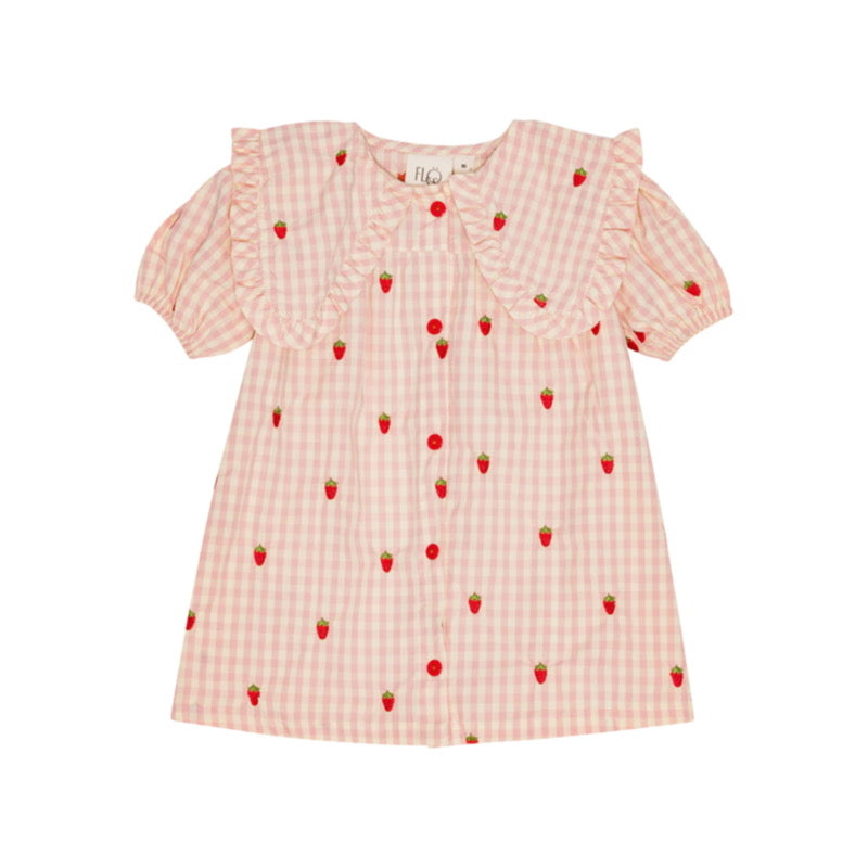 flöss sofia dolly ss dress - pink berry gingham