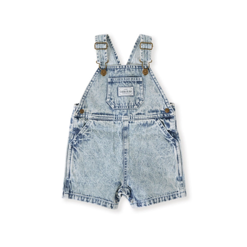 goldie + ace burton vintage washed denim overalls - light denim