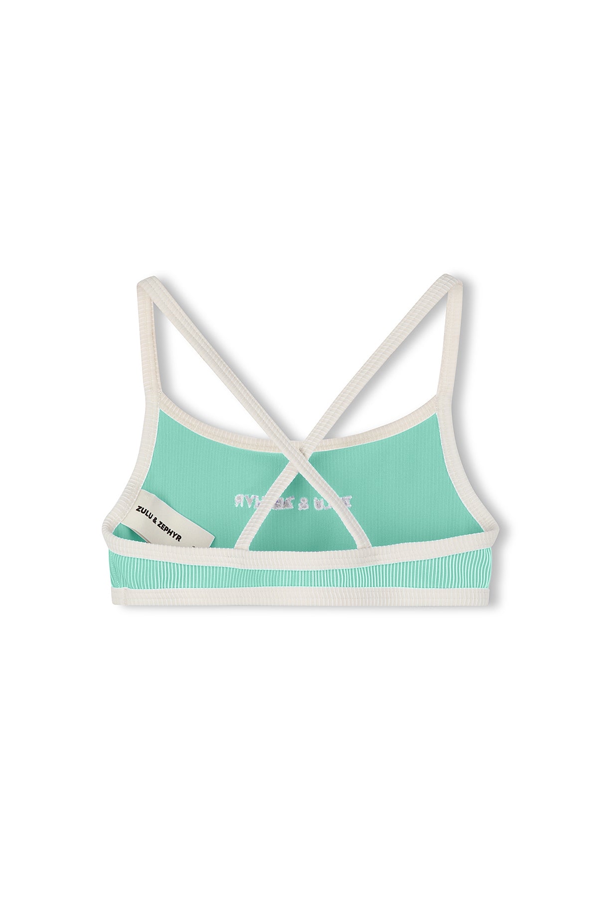 zulu & zephyr mini stripe logo bikini top - aqua