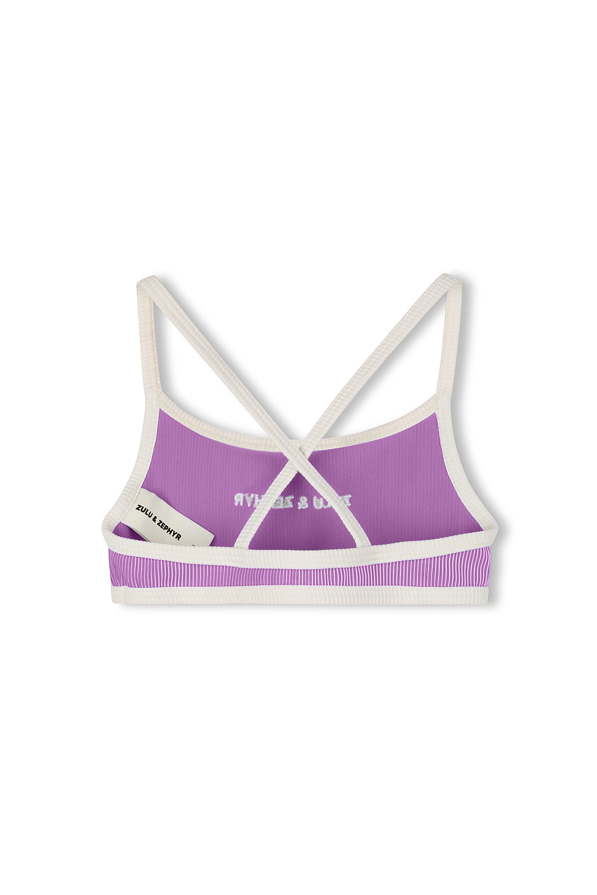 zulu & zephyr mini stripe logo bikini top - lilac