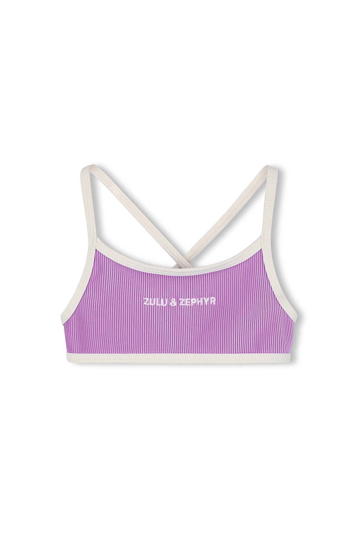 zulu & zephyr mini stripe logo bikini top - lilac