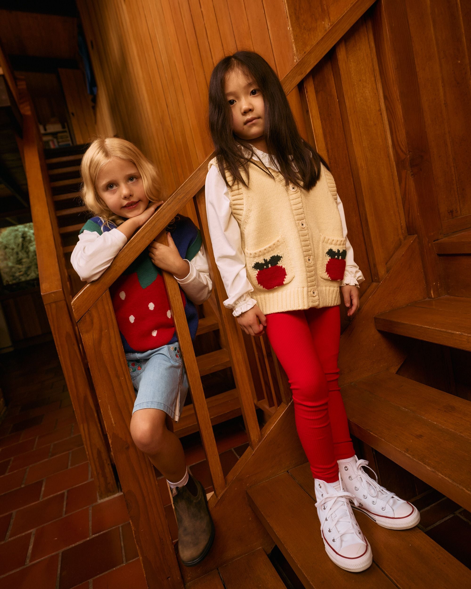 goldie + ace apple pocket knit vest - cream