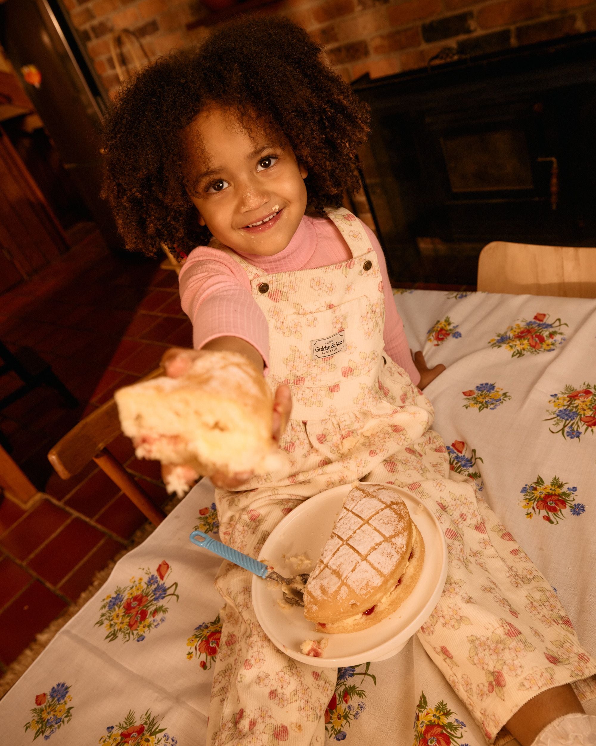 goldie + ace strawberry fields vintage overalls