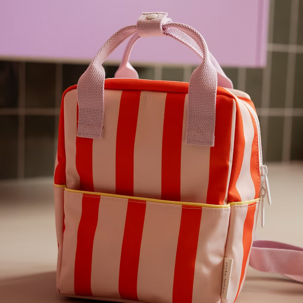 sticky lemon small backpack - sticky memories / stripes + lifebouy orange (pre order)