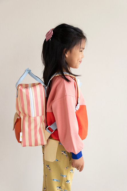 sticky lemon medium envelope backpack - pink stripe