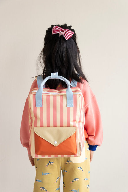 sticky lemon medium envelope backpack - pink stripe
