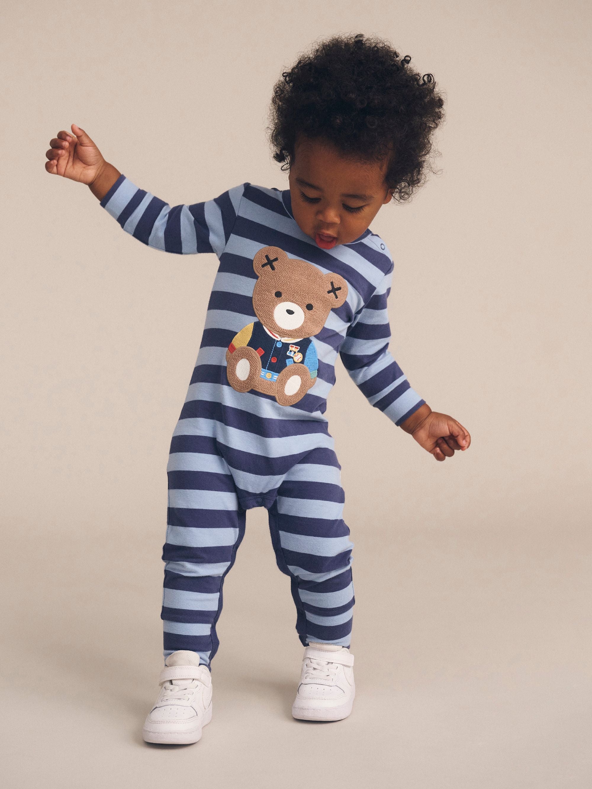 huxbaby college hux blue stripe romper