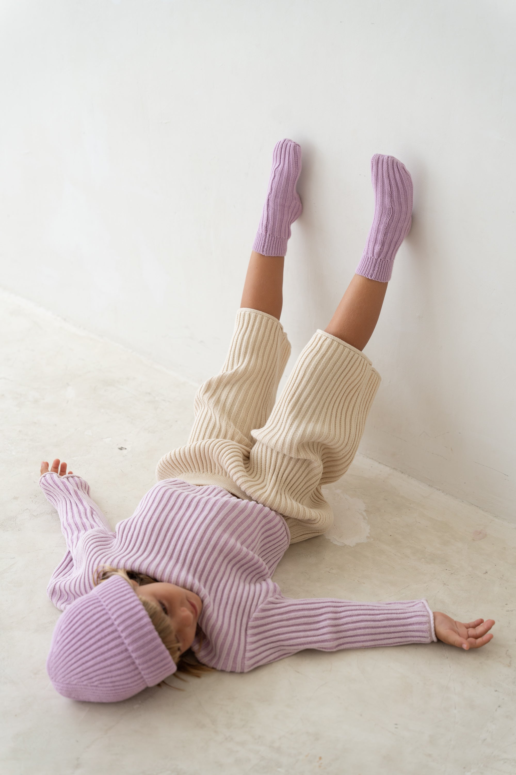 illoura the label essential knit jumper - mauve stripe
