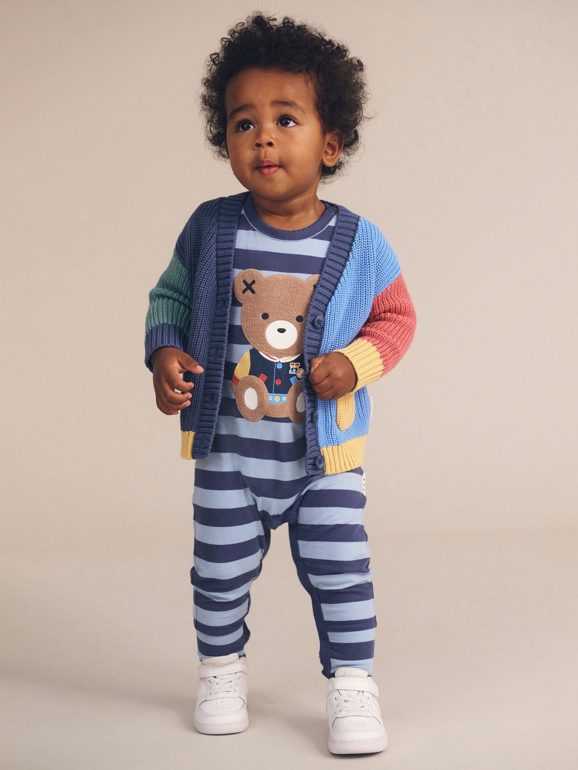 huxbaby college hux blue stripe romper