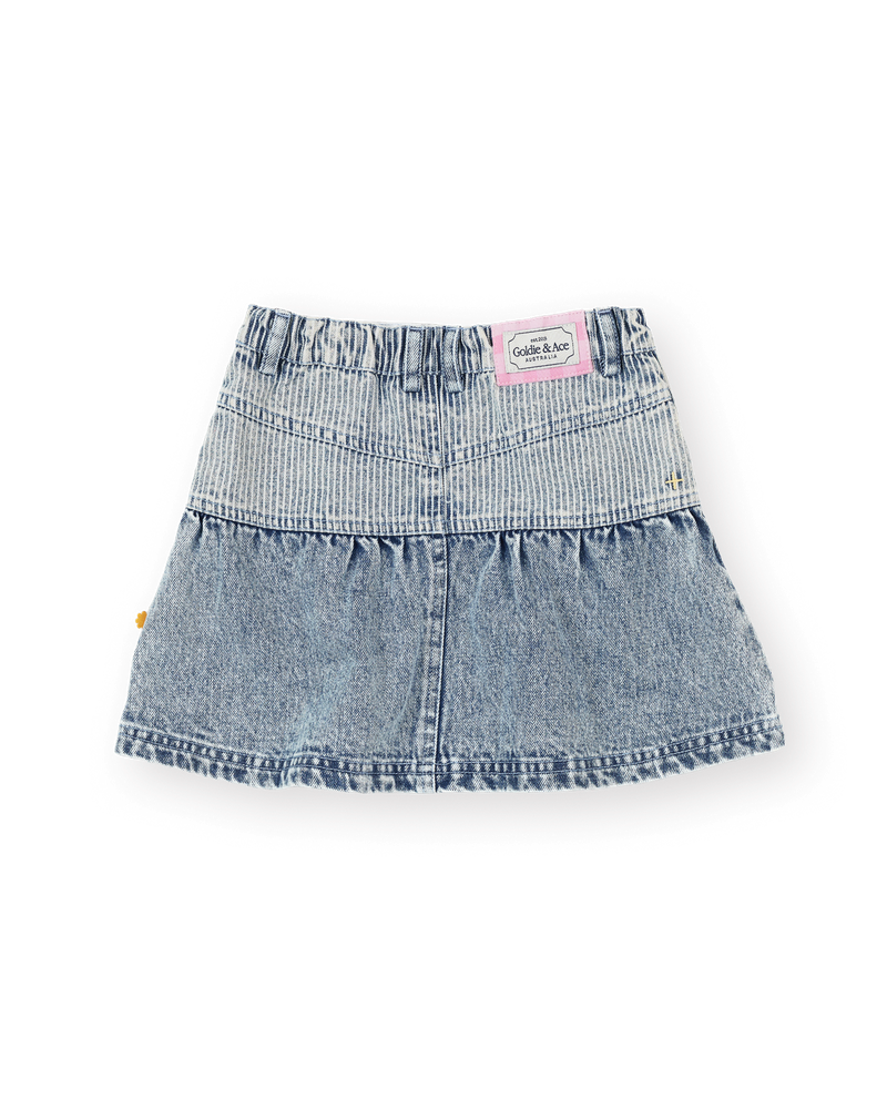 goldie + ace pinstripe peplum denim skirt