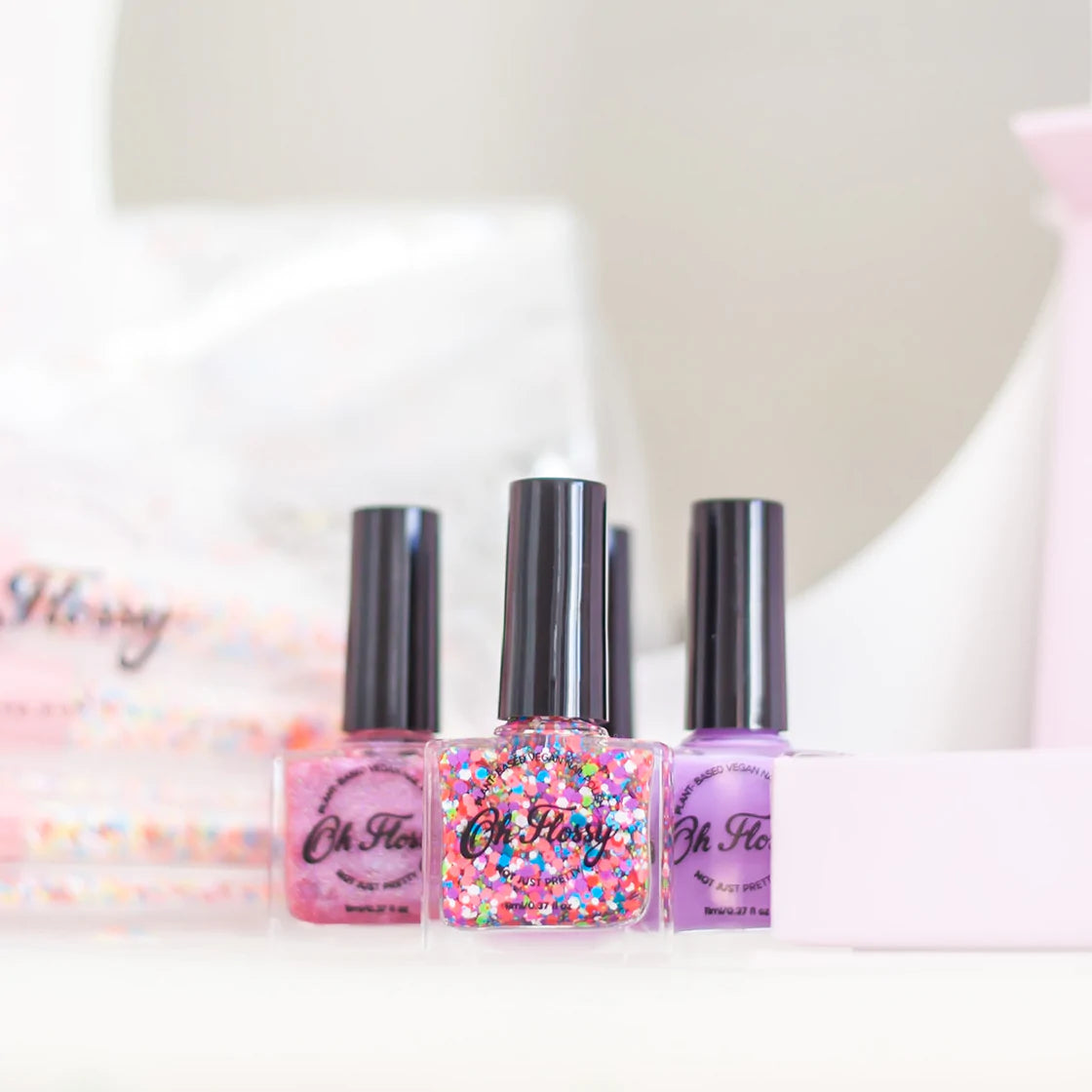oh flossy nail polish - coloured confetti glitter