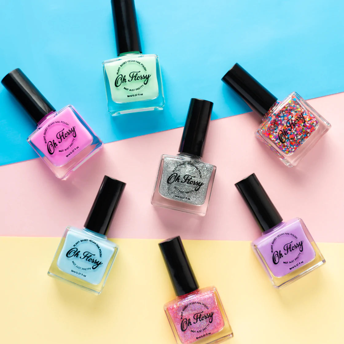 oh flossy nail polish - cream fluoro green