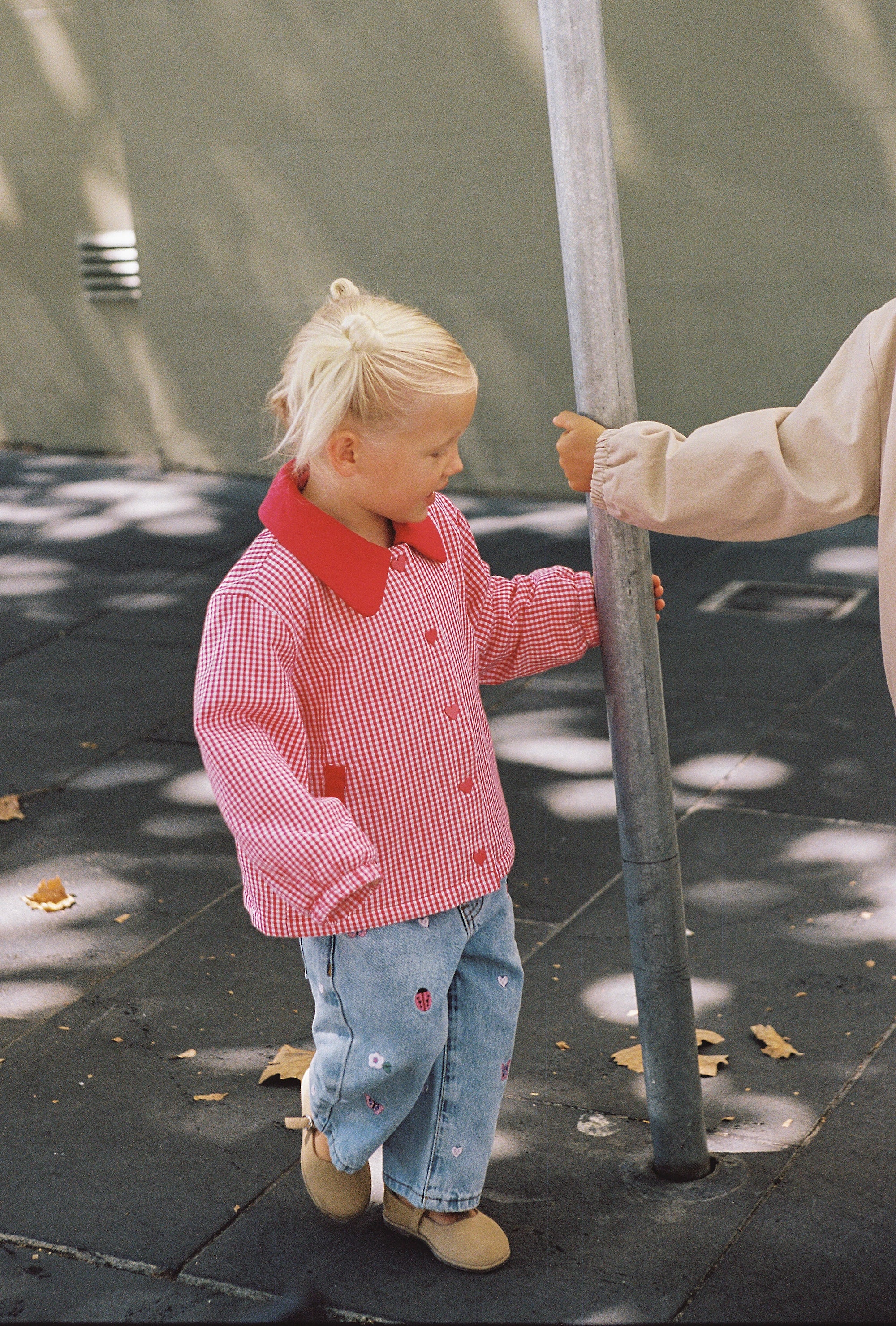 juni jnr sienna padded jacket - raspberry gingham