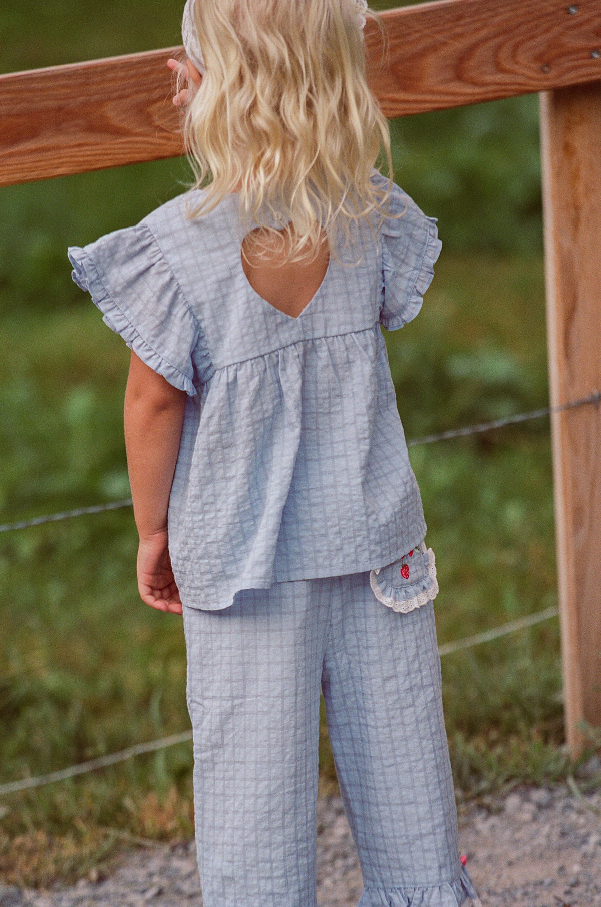 juni jnr daisy blouse - sky gingham