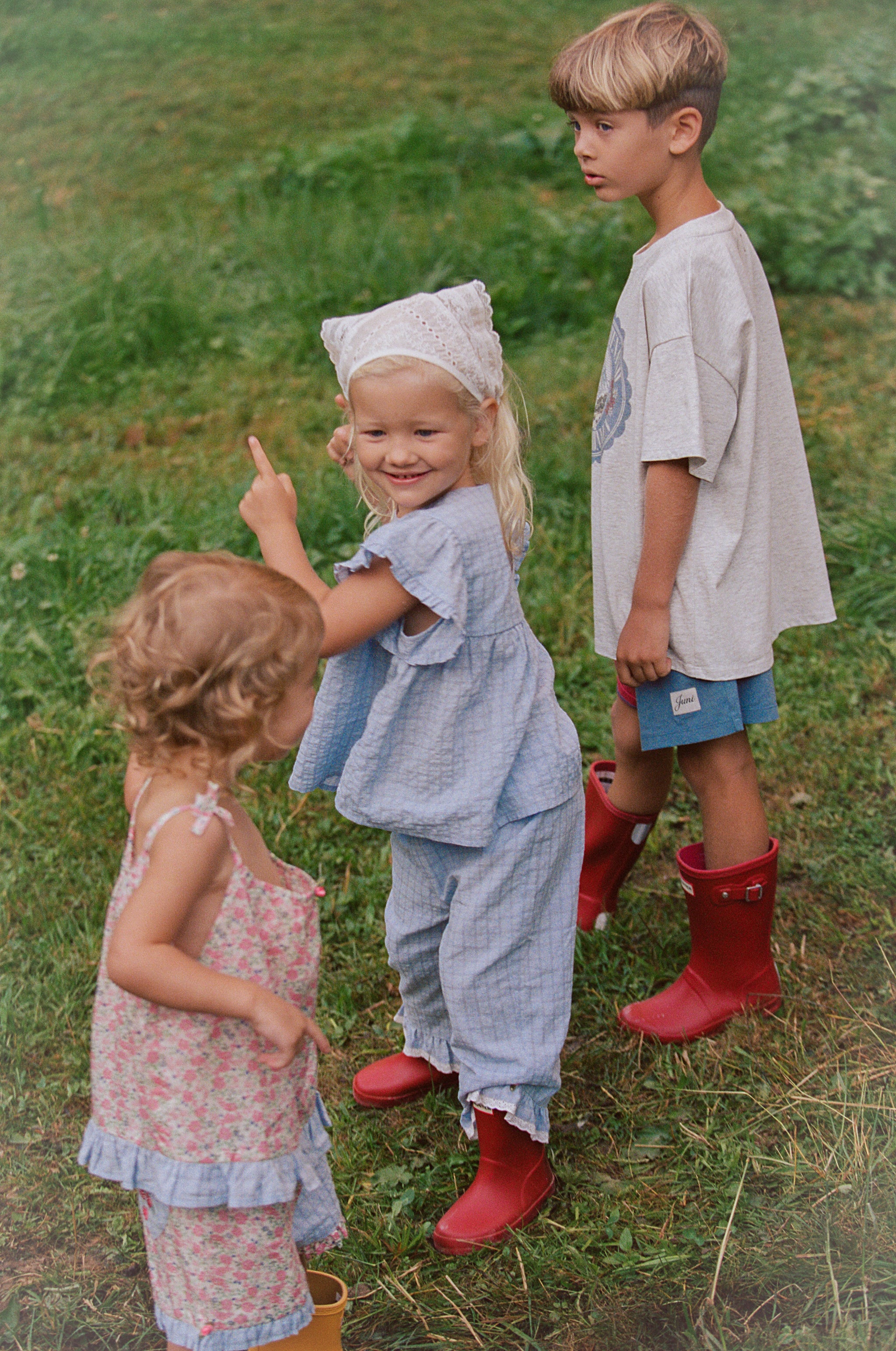 juni jnr daisy blouse - sky gingham