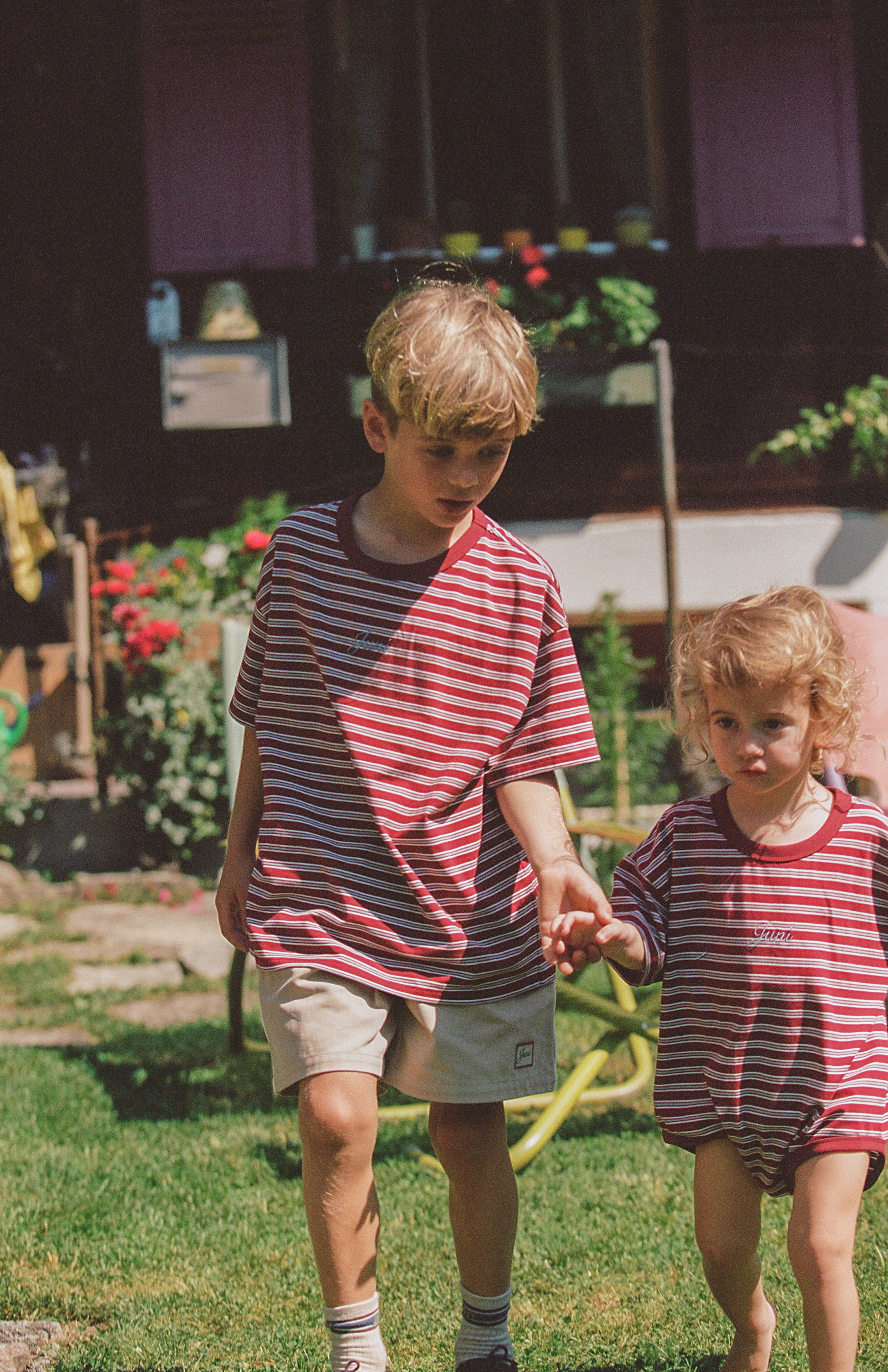 juni jnr riley t-shirt romper - cherry stripe