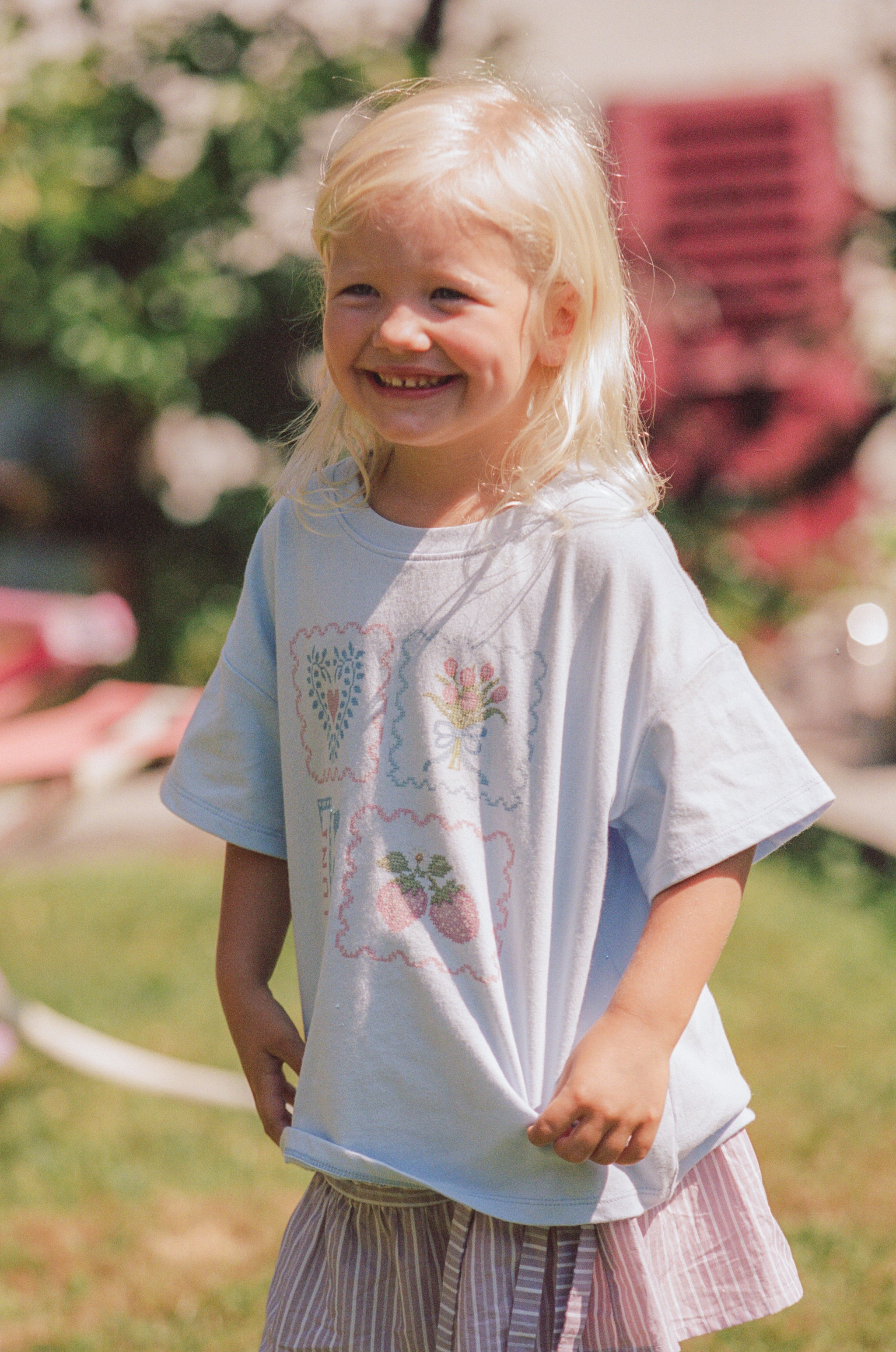 juni jnr patchwork tee - sky