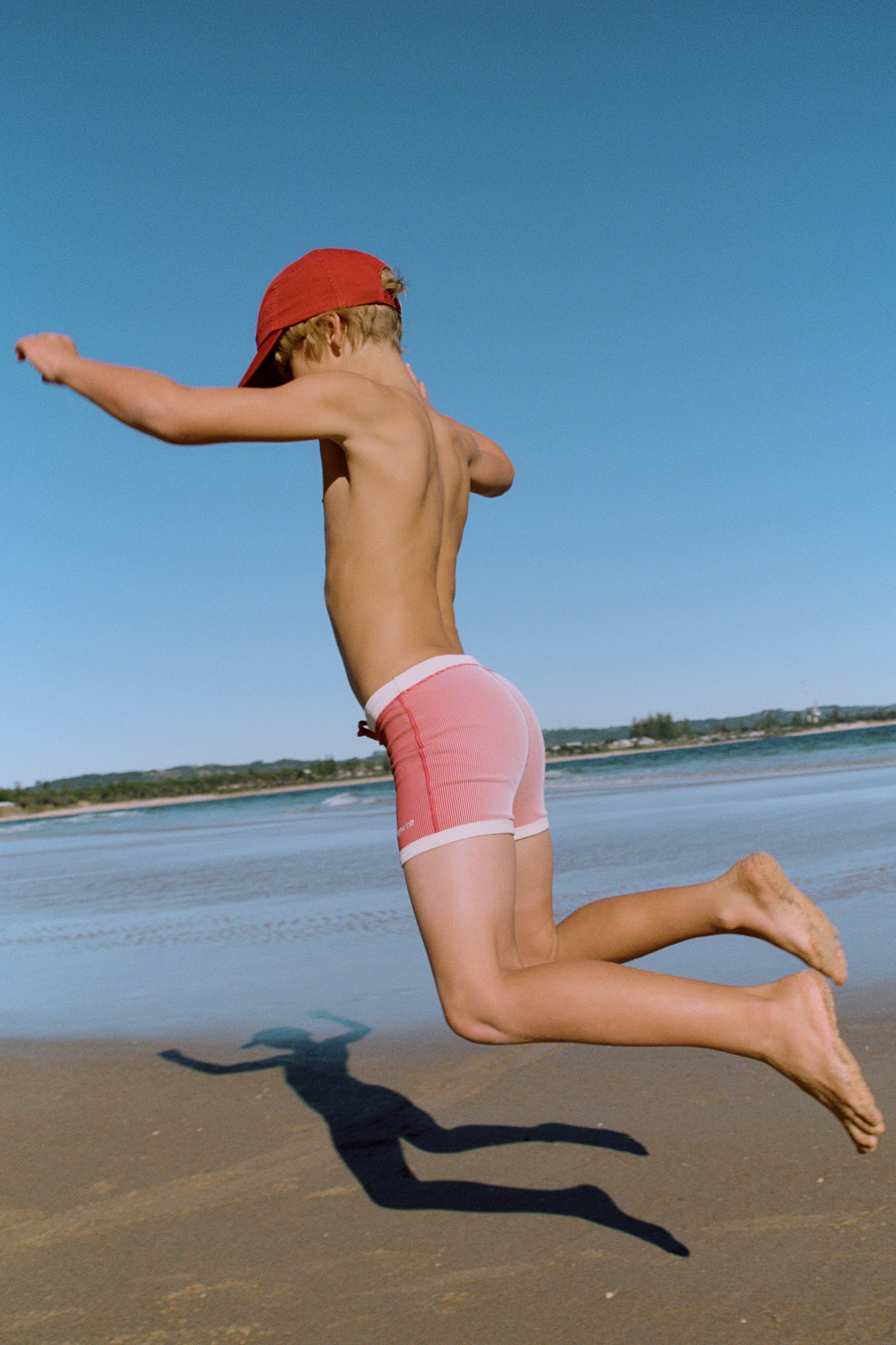 zulu & zephyr mini stripe surf short - clay red