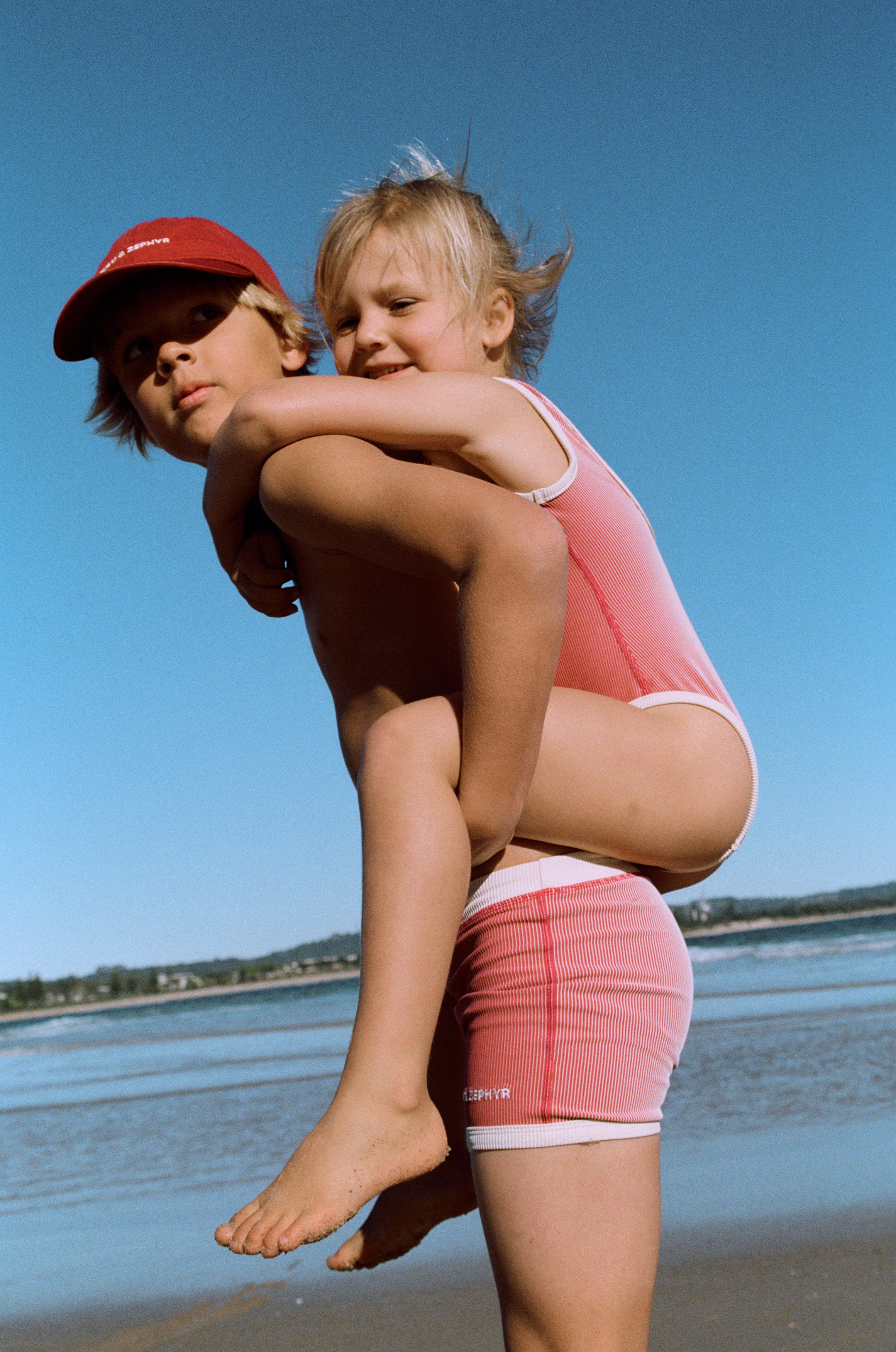 zulu & zephyr mini stripe surf short - clay red