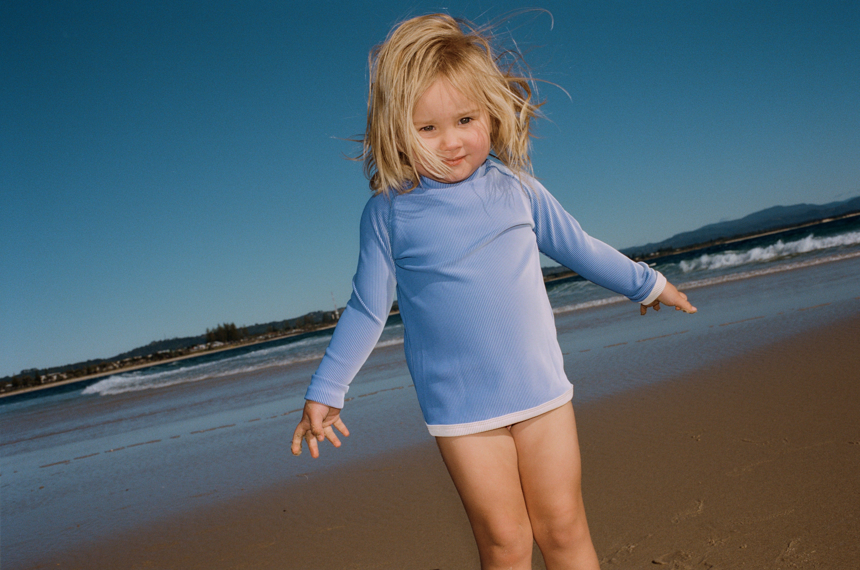 zulu & zephyr mini stripe rashie - sea blue