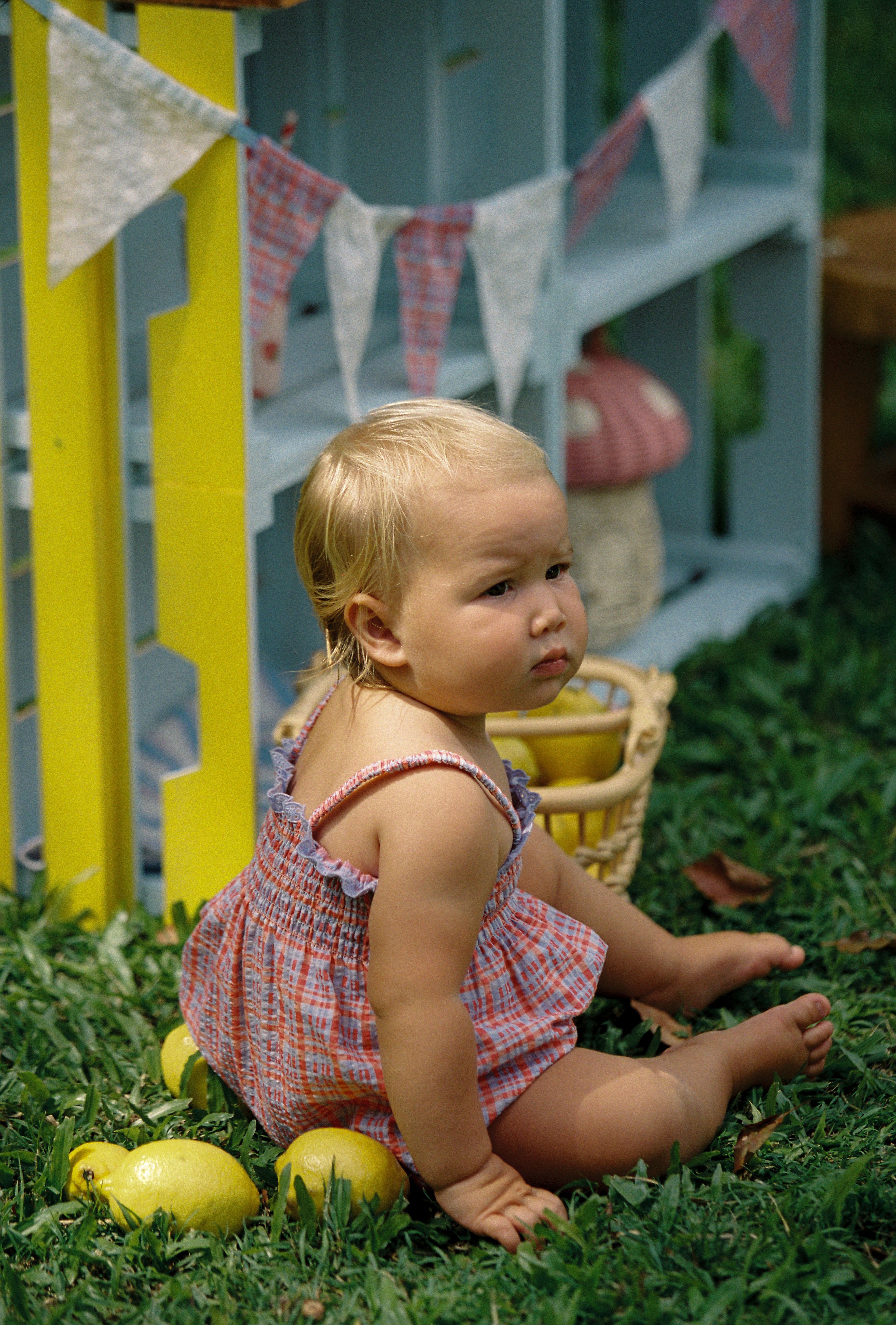 juni jnr lottie romper - picnic check