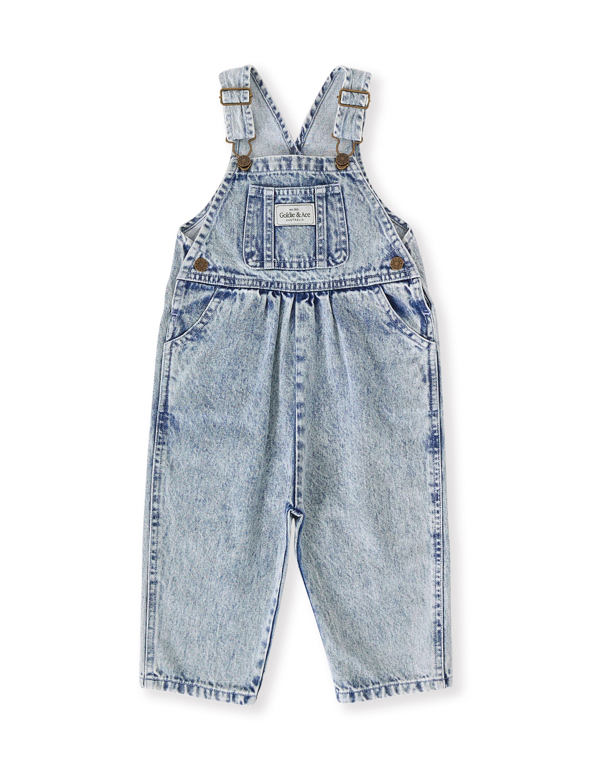 goldie + ace austin vintage washed denim overalls