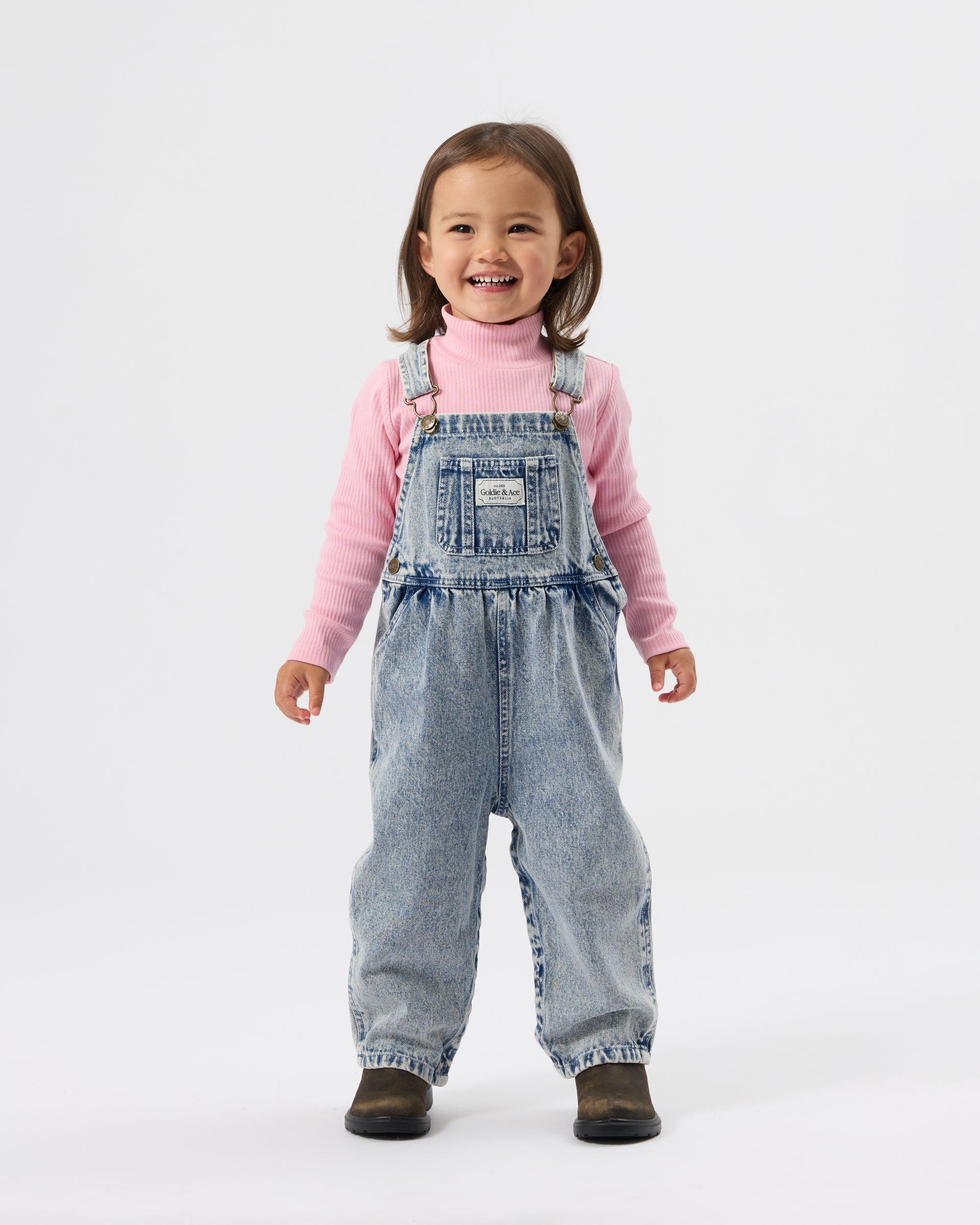 goldie + ace austin vintage washed denim overalls
