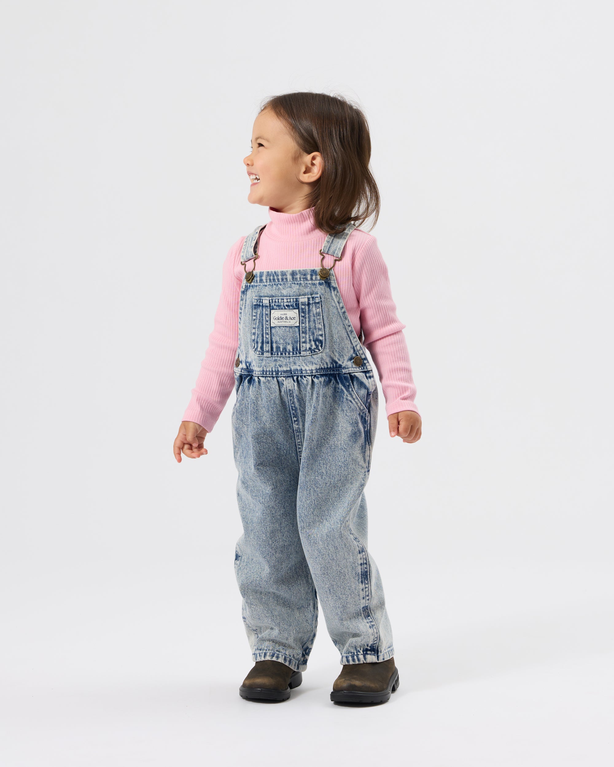 goldie + ace austin vintage washed denim overalls