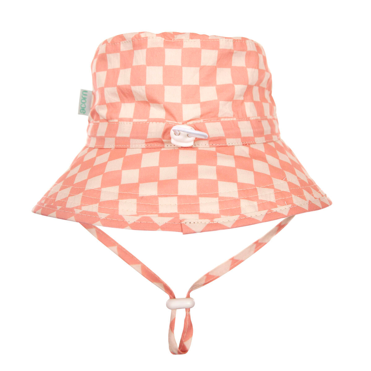 acorn kids pink checks broad brim bucket hat