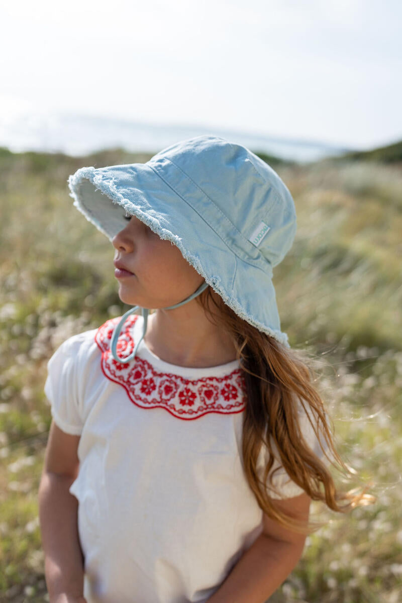 acorn kids seafoam frayed bucket hat