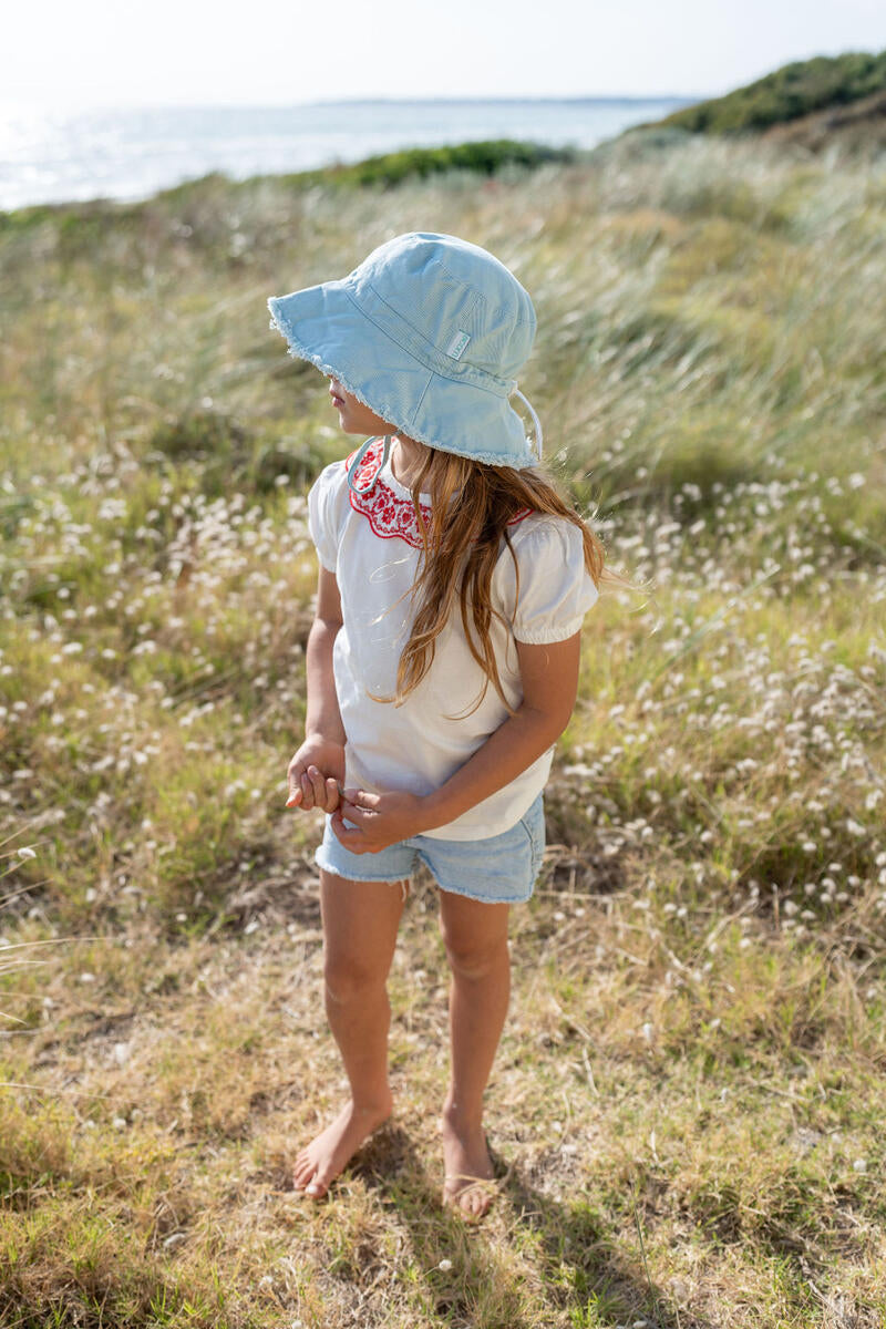 acorn kids seafoam frayed bucket hat