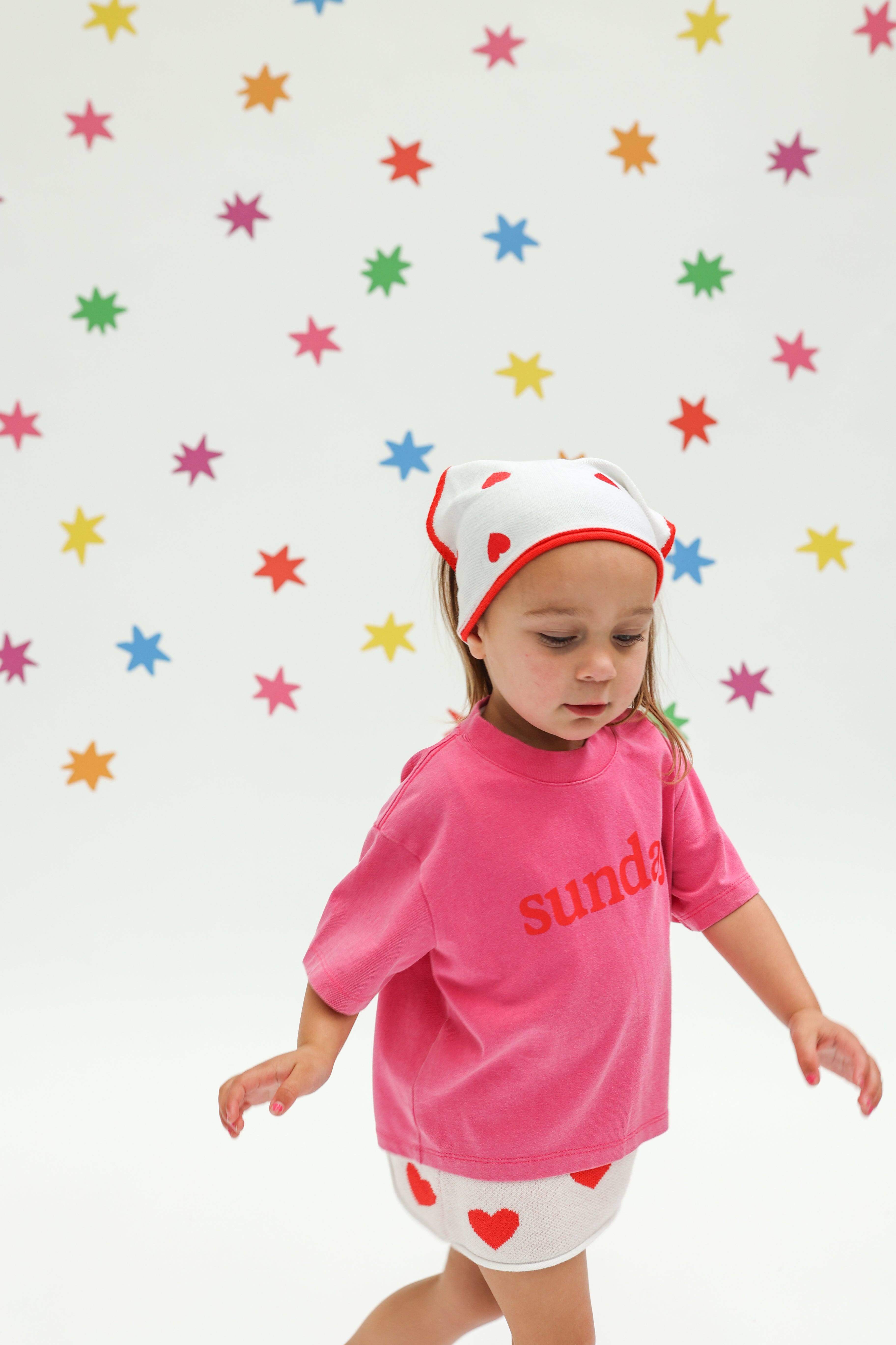 sunday siblings sunday tee - acid wash dark pink