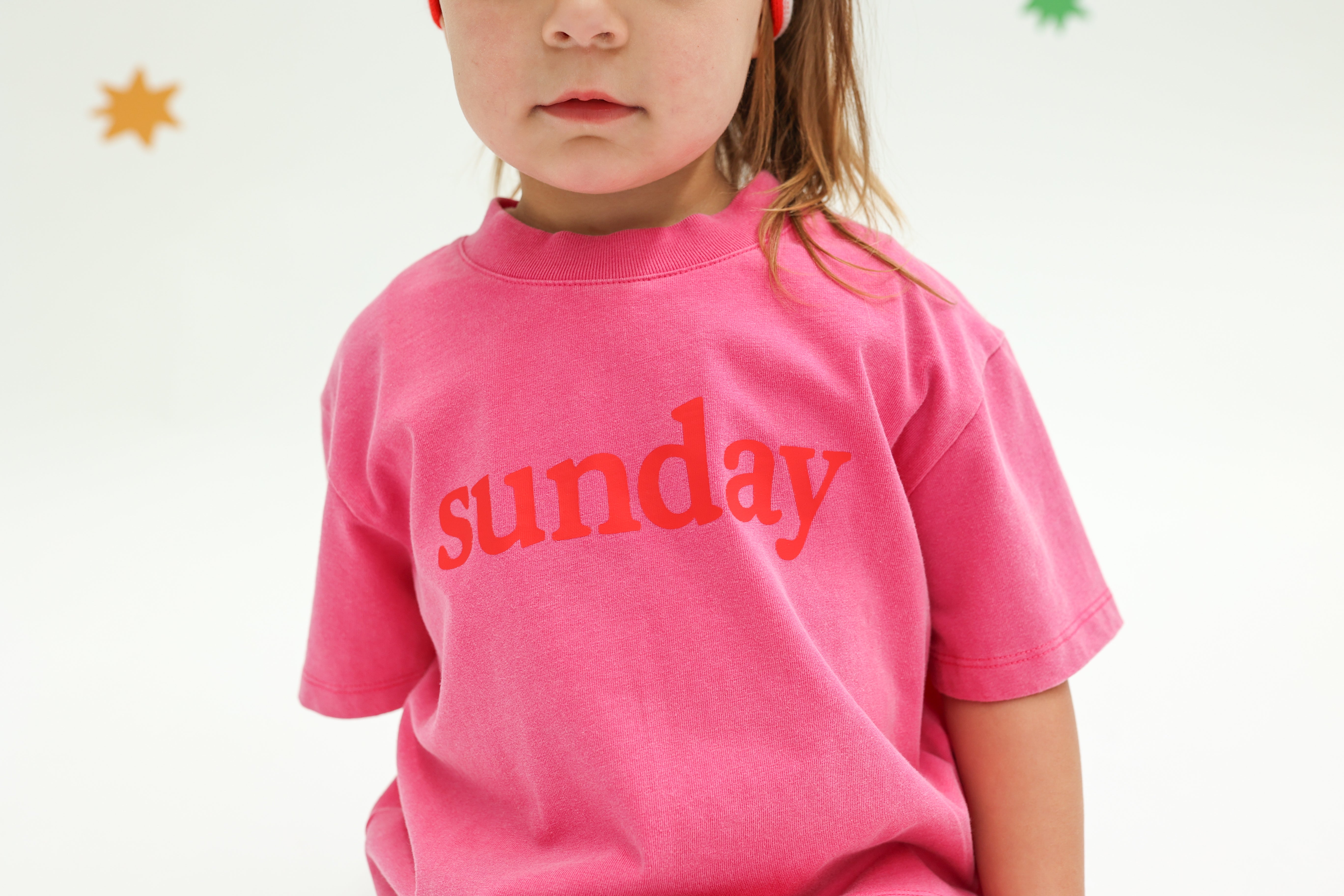 sunday siblings sunday tee - acid wash dark pink