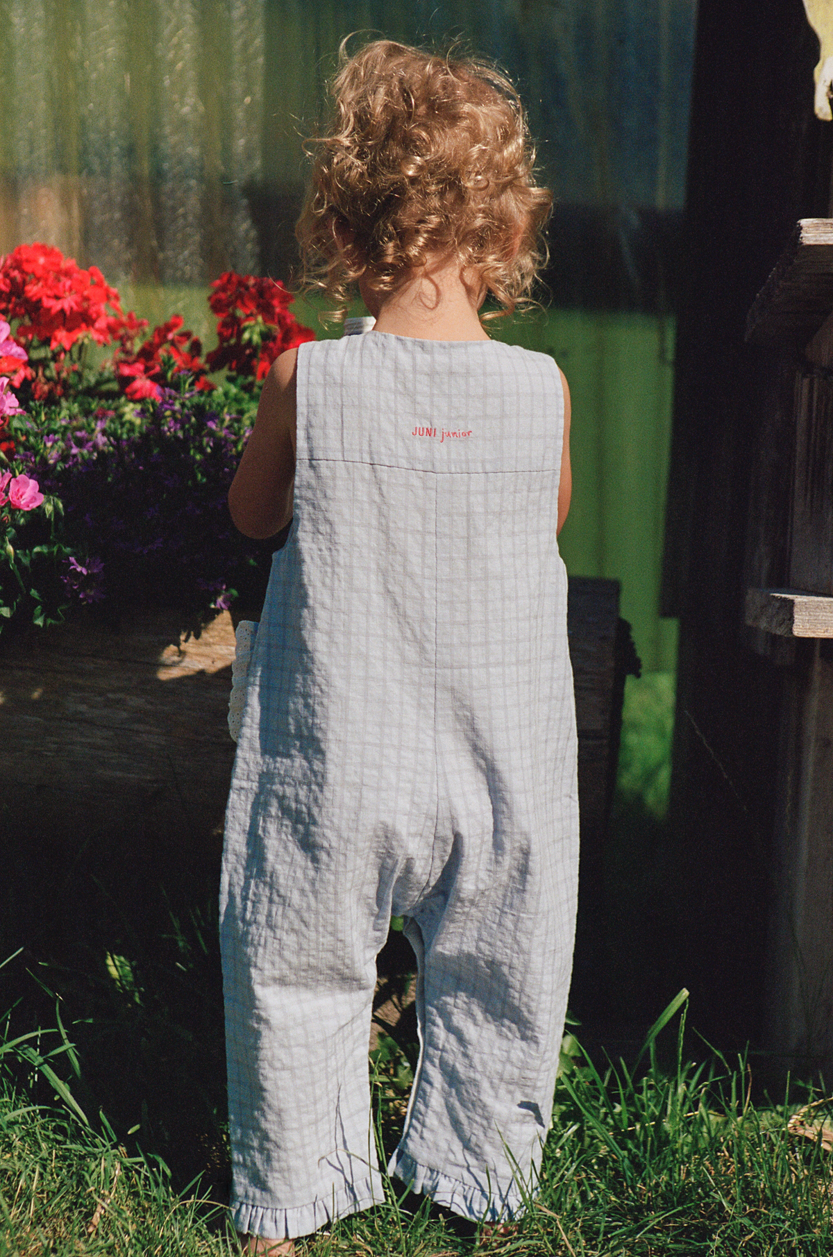 juni jnr charlotte romper - sky gingham