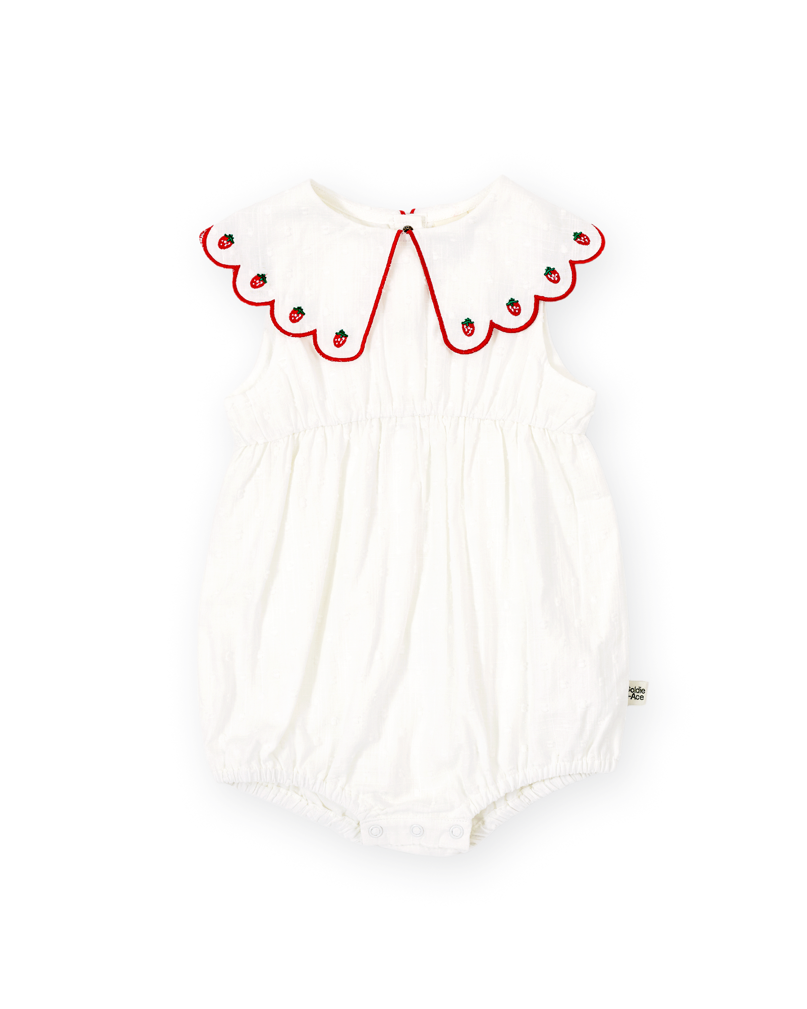 goldie + ace scallop collar strawberry romper - ivory