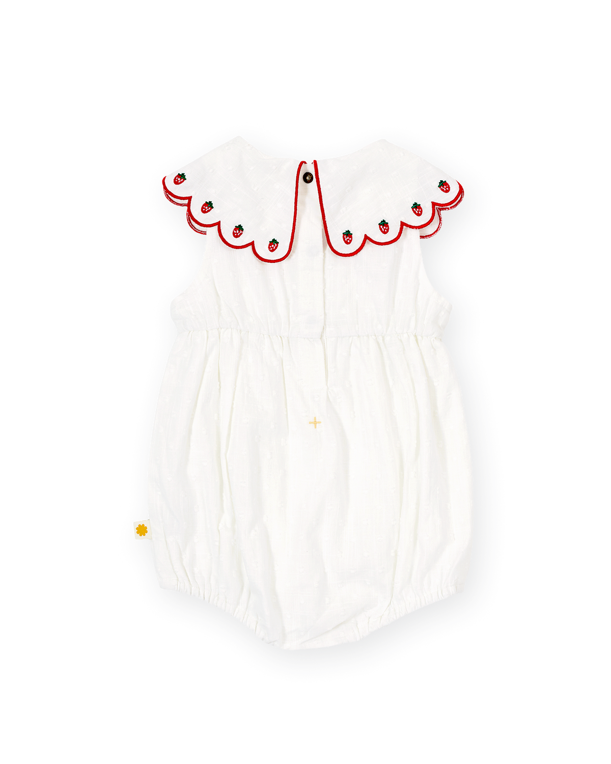 goldie + ace scallop collar strawberry romper - ivory