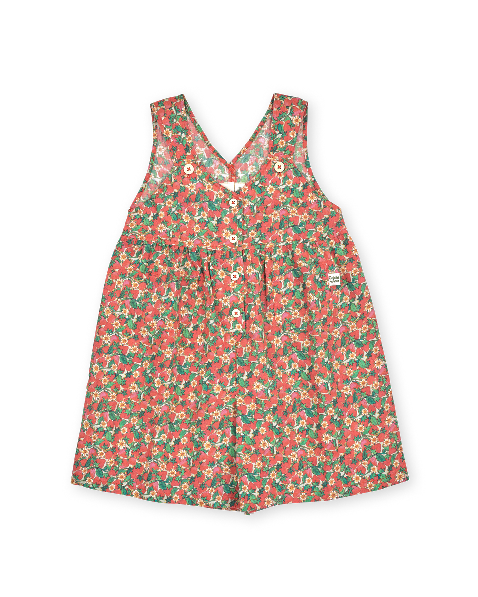 goldie + ace sara strawberry shortalls