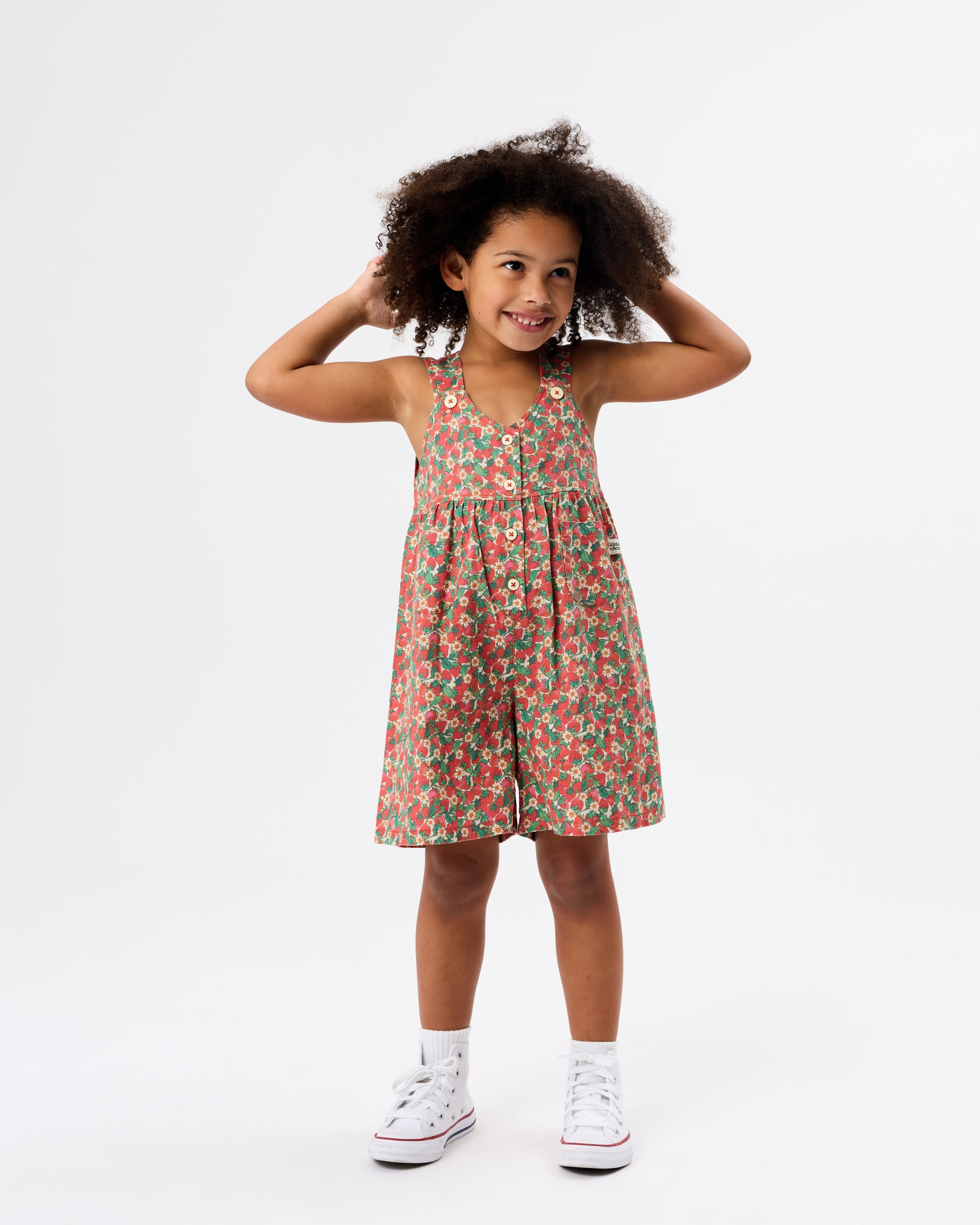 goldie + ace sara strawberry shortalls