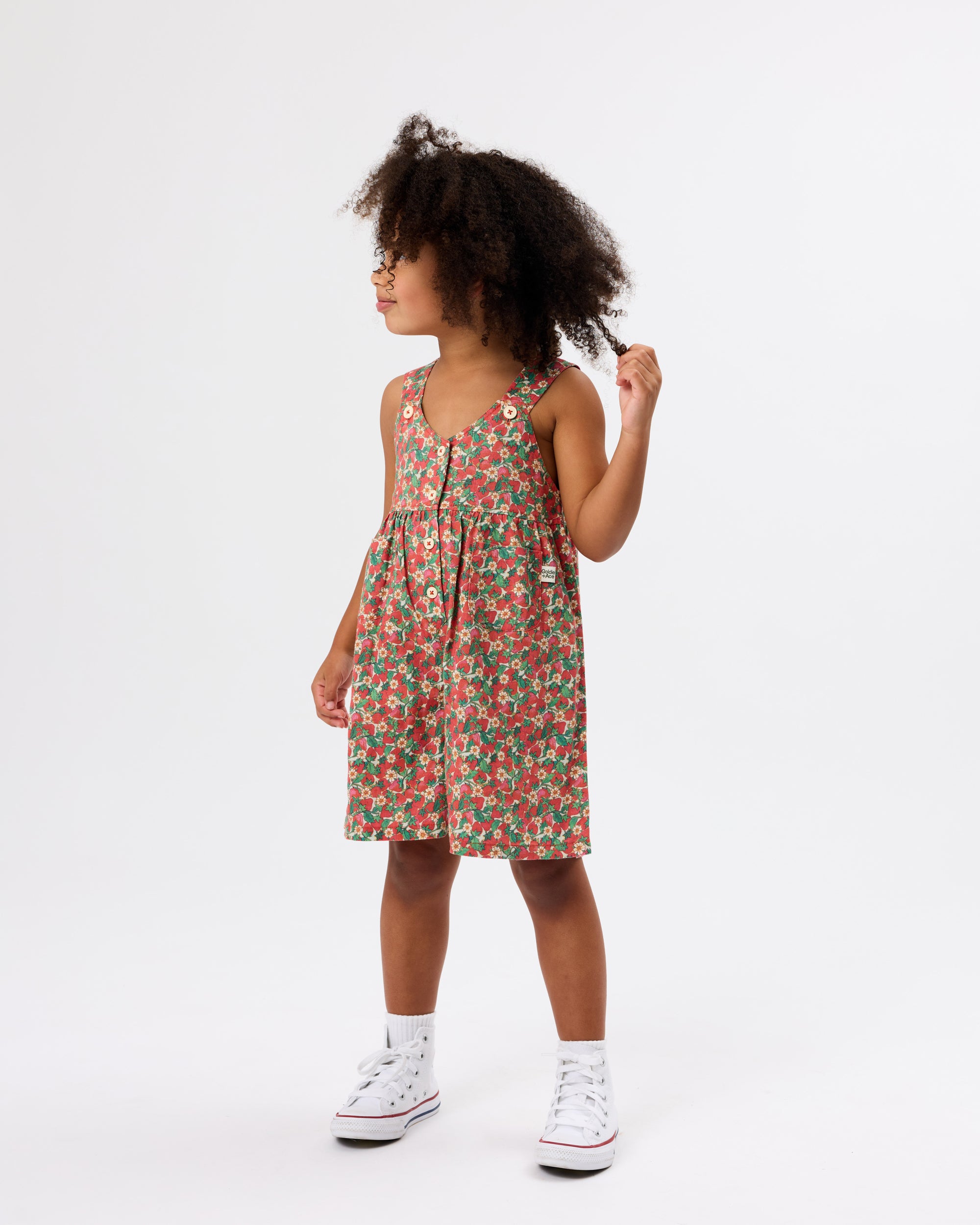 goldie + ace sara strawberry shortalls