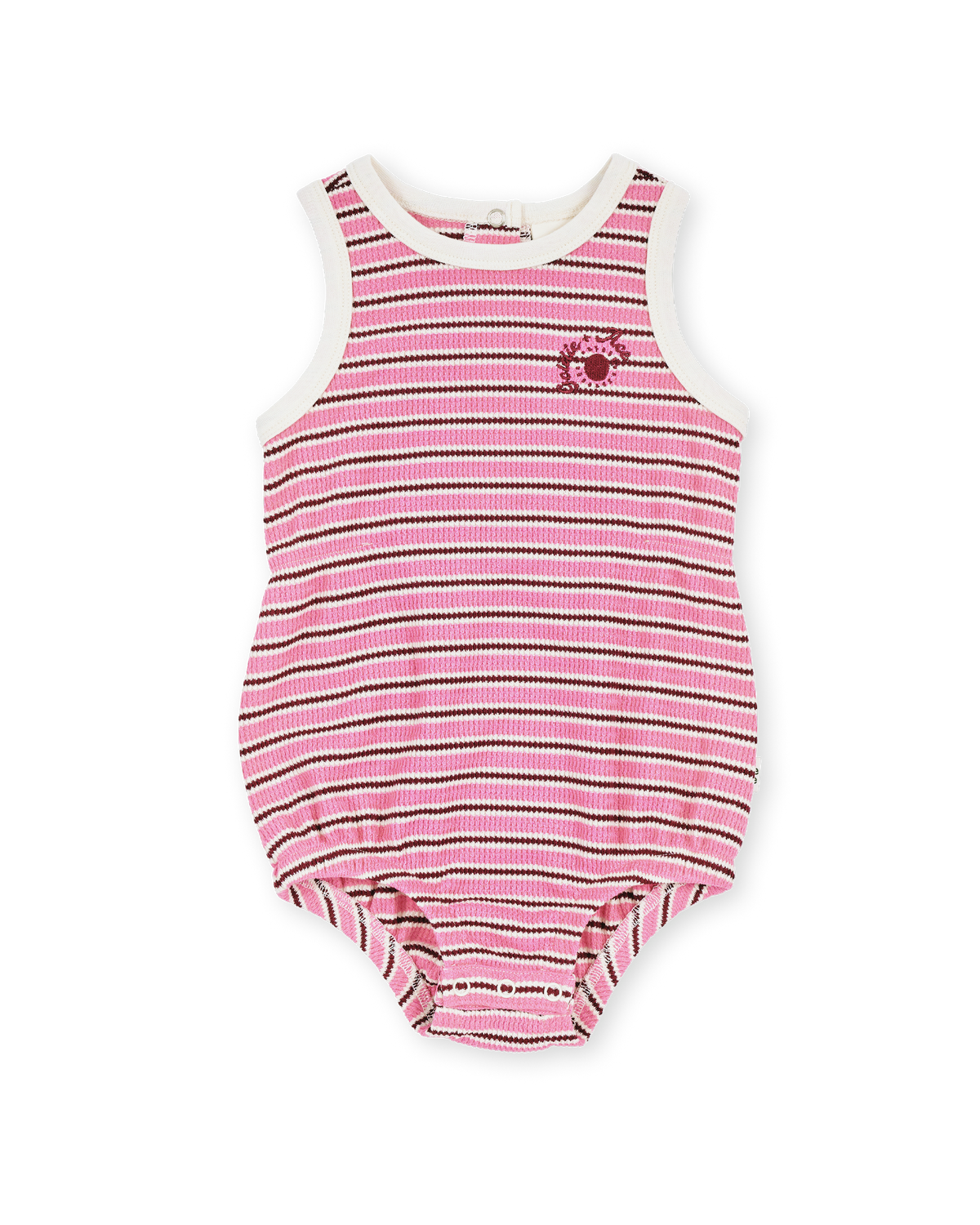 goldie + ace waffle bubble romper - pink stripe