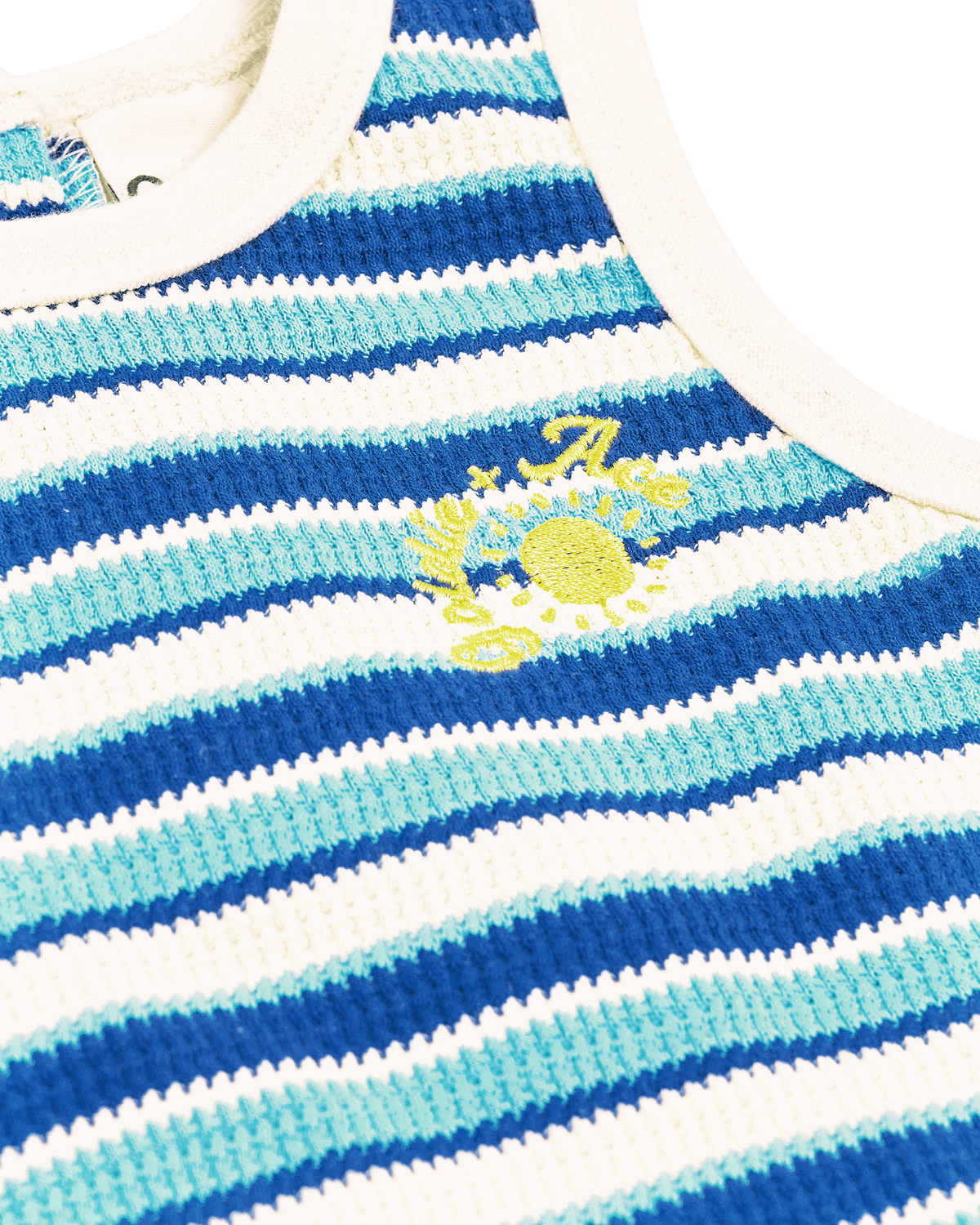 goldie + ace waffle bubble romper - blue stripe