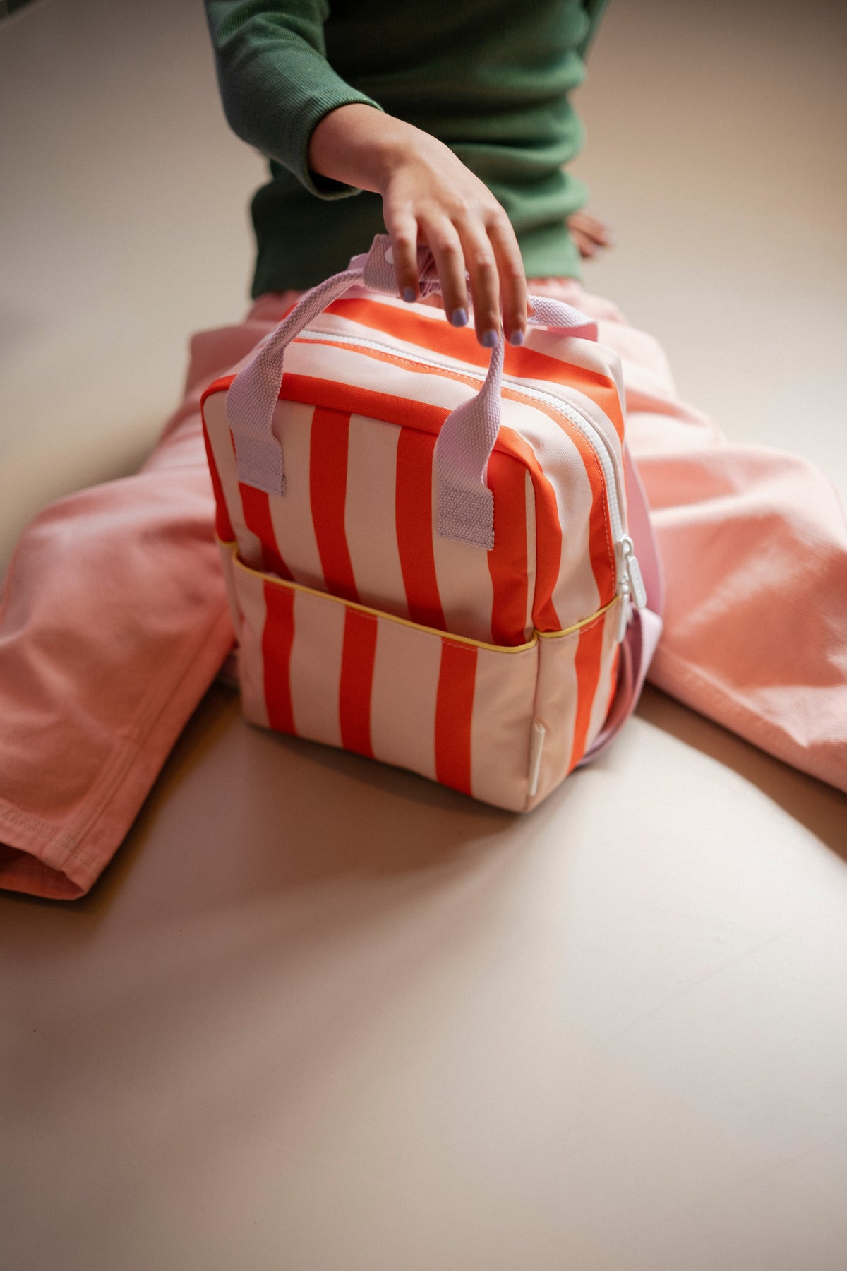 sticky lemon small backpack - sticky memories / stripes + lifebouy orange (pre order)