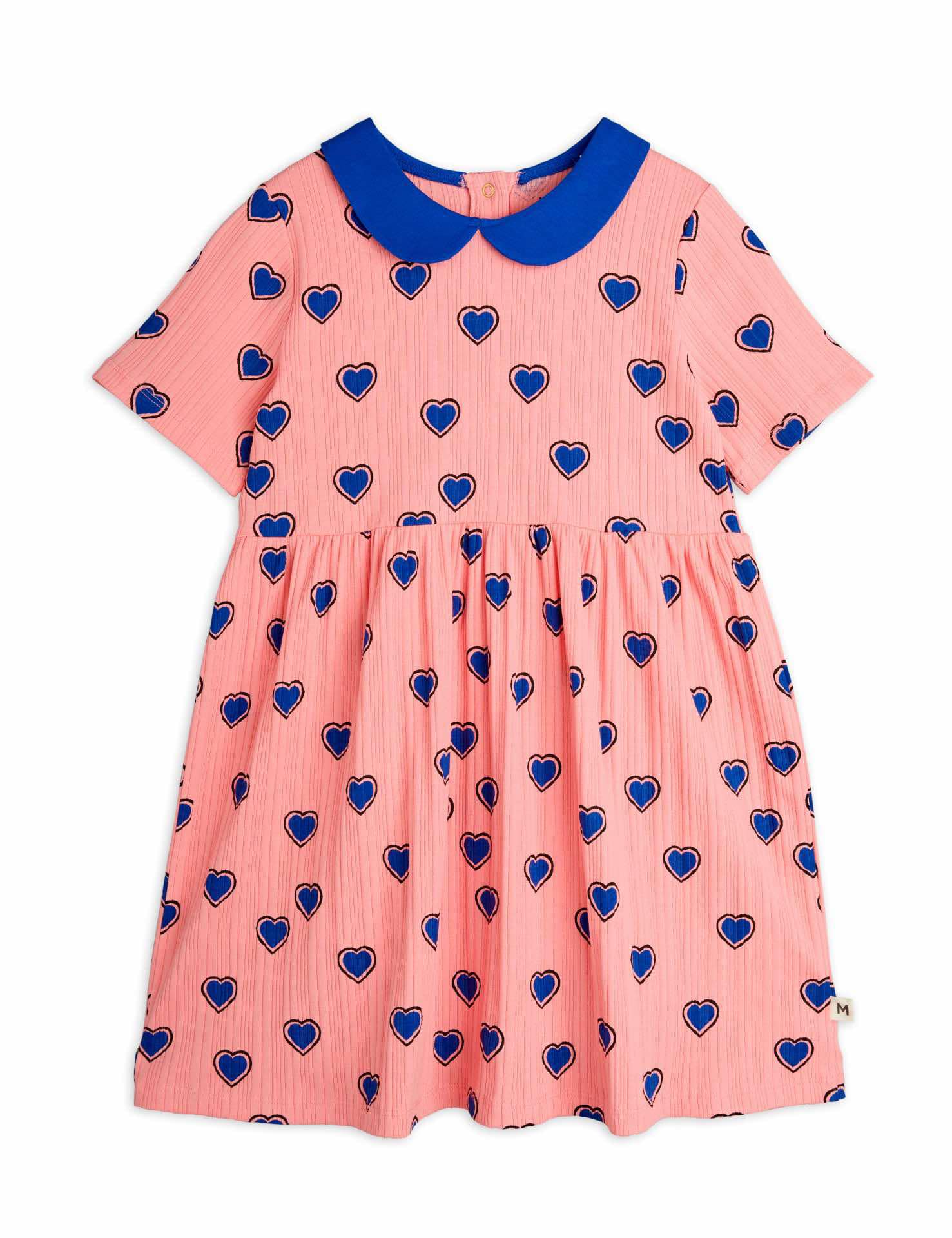 mini rodini outlined hearts aop ss dress - pink