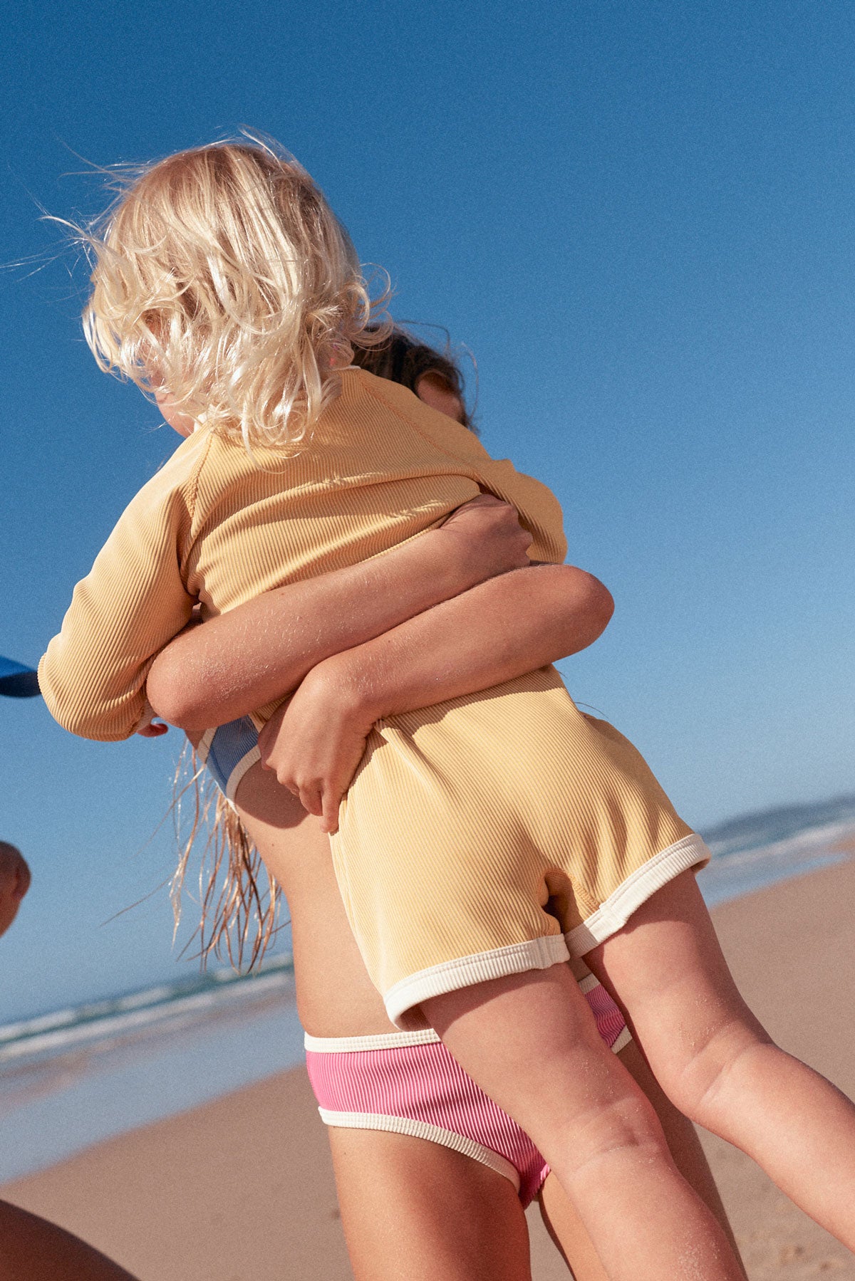 zulu & zephyr mini stripe rib surf suit -  marigold